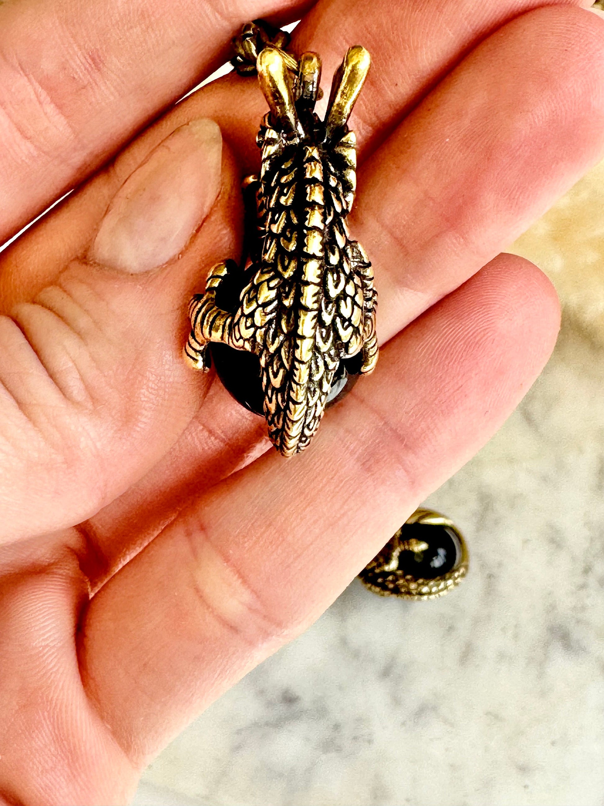 Solid Brass Dragon holding a globe Keychain, Brass Dragon pendant, fine craftsmanship dragon Key Ring