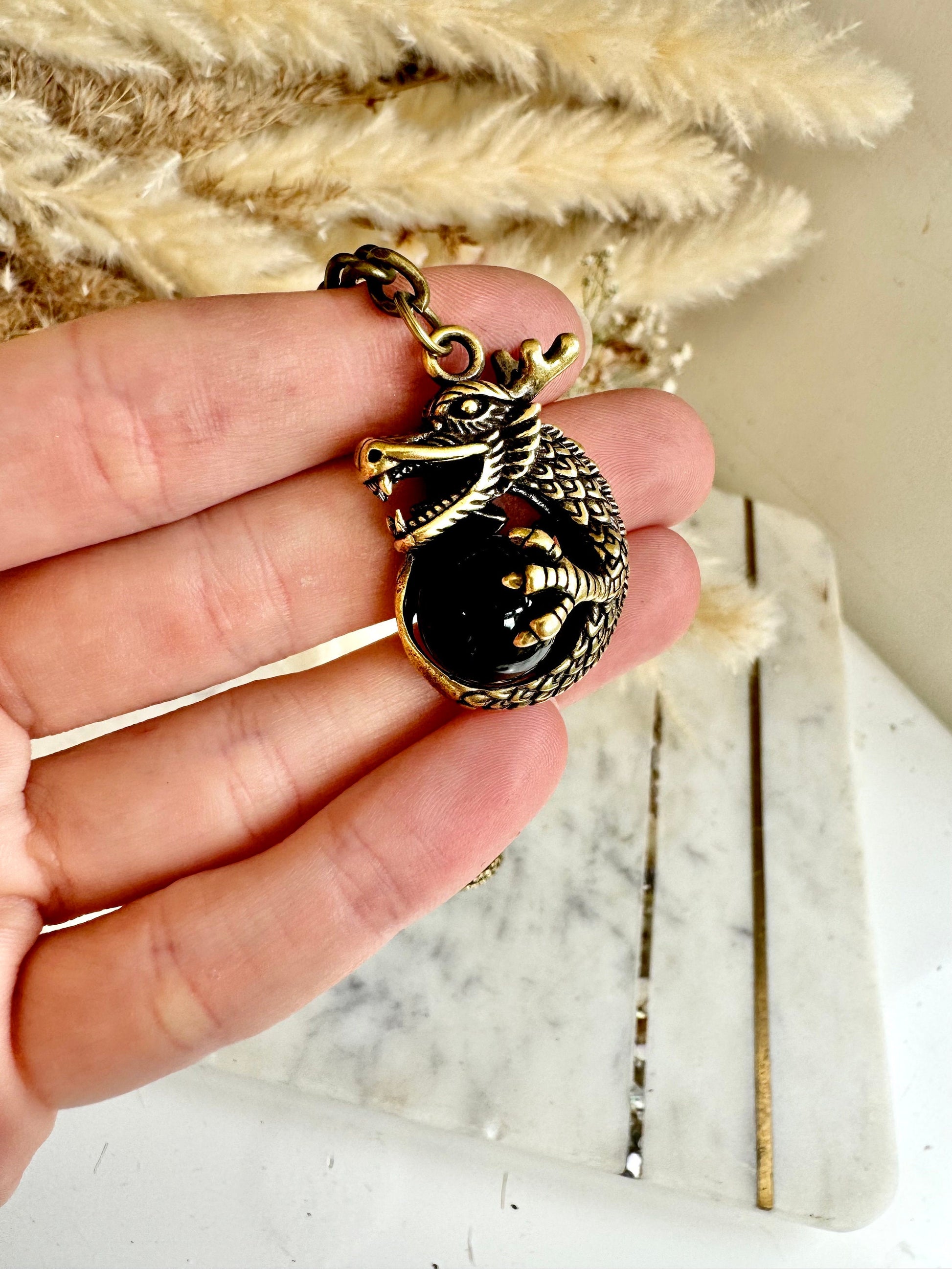 Solid Brass Dragon holding a globe Keychain, Brass Dragon pendant, fine craftsmanship dragon Key Ring