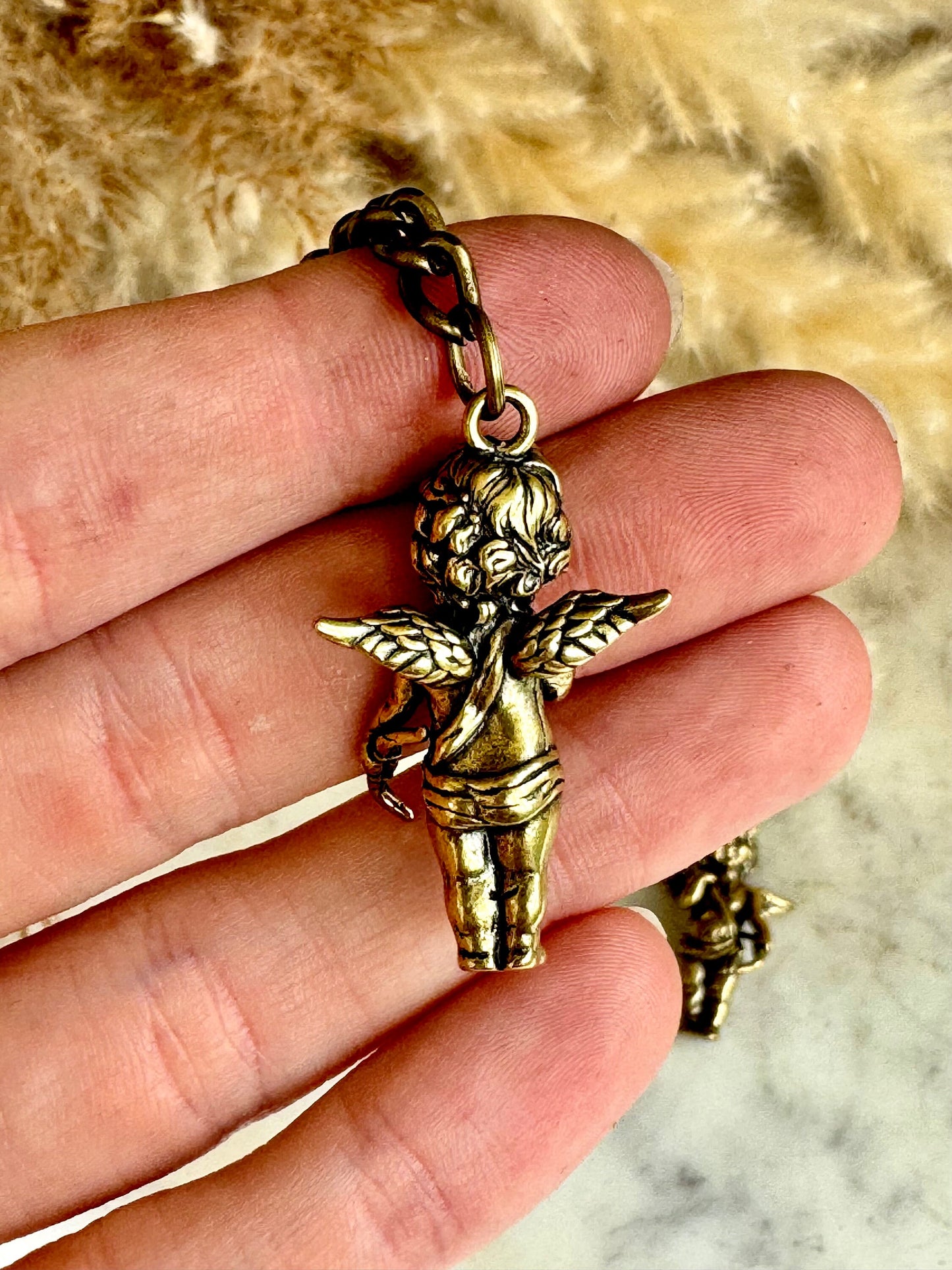 Cupid solid brass keyring, The god of Love fine pendant, Cherub keychain, true love gift, Adorable little gift, Gift for loved ones