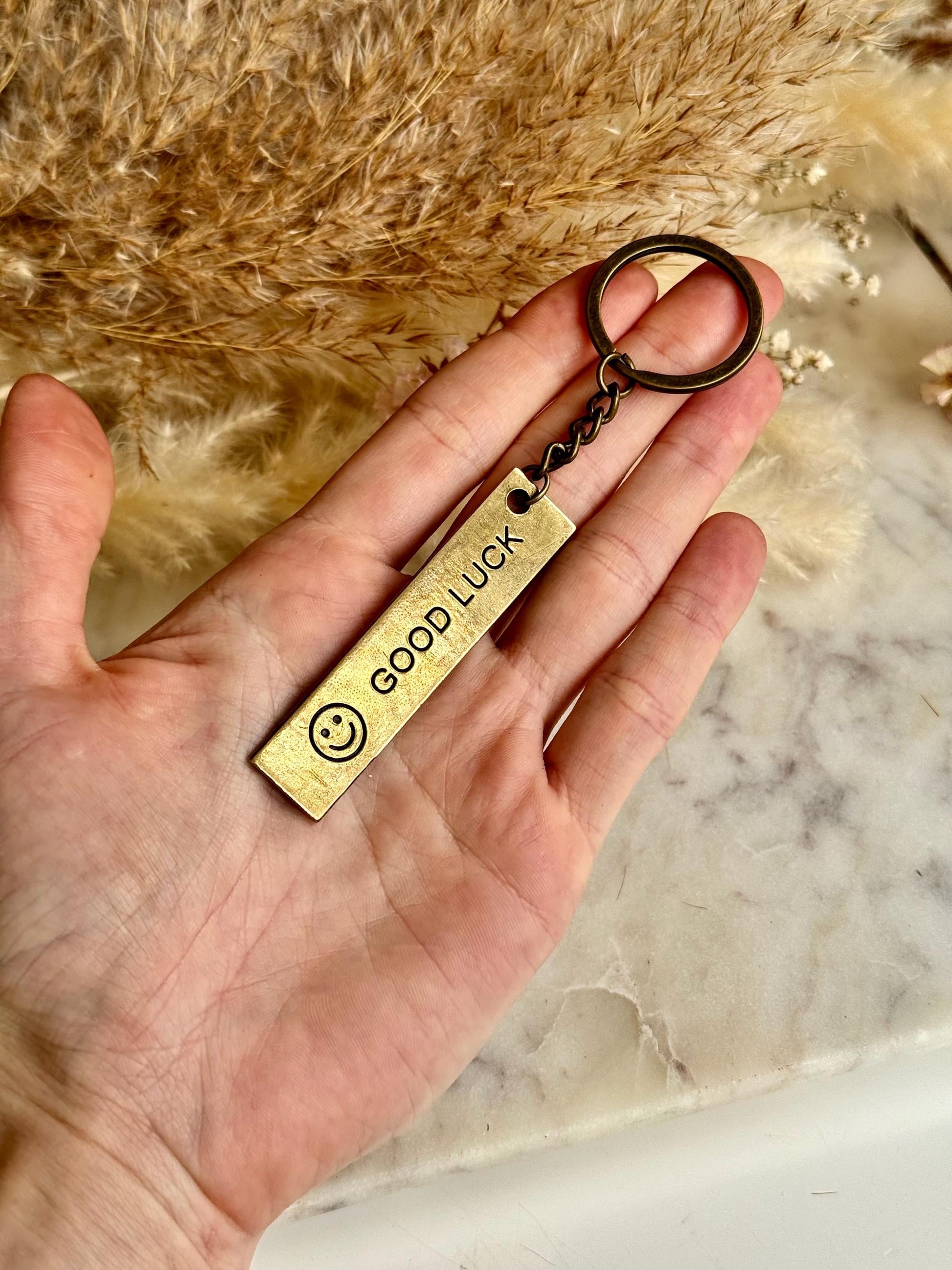 Compact Brass Ruler 6CM keyring, Metal Ruler pedant, Good luck keyring