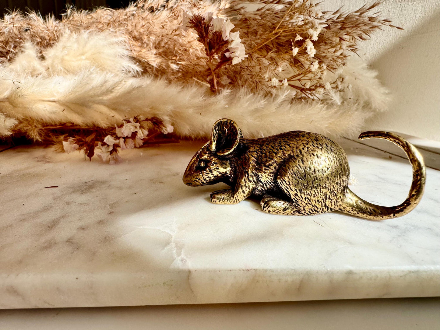 Realistic Solid brass mouse figurine, Golden mouse Miniature, Creative Rat Desktop Decoration, Adorable Mouse Paperweight