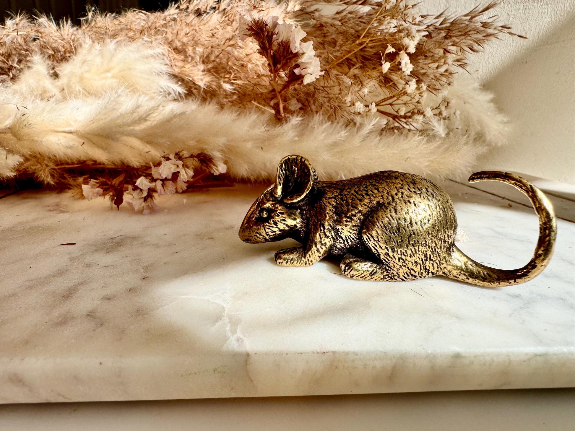 Realistic Solid brass mouse figurine, Golden mouse Miniature, Creative Rat Desktop Decoration, Adorable Mouse Paperweight