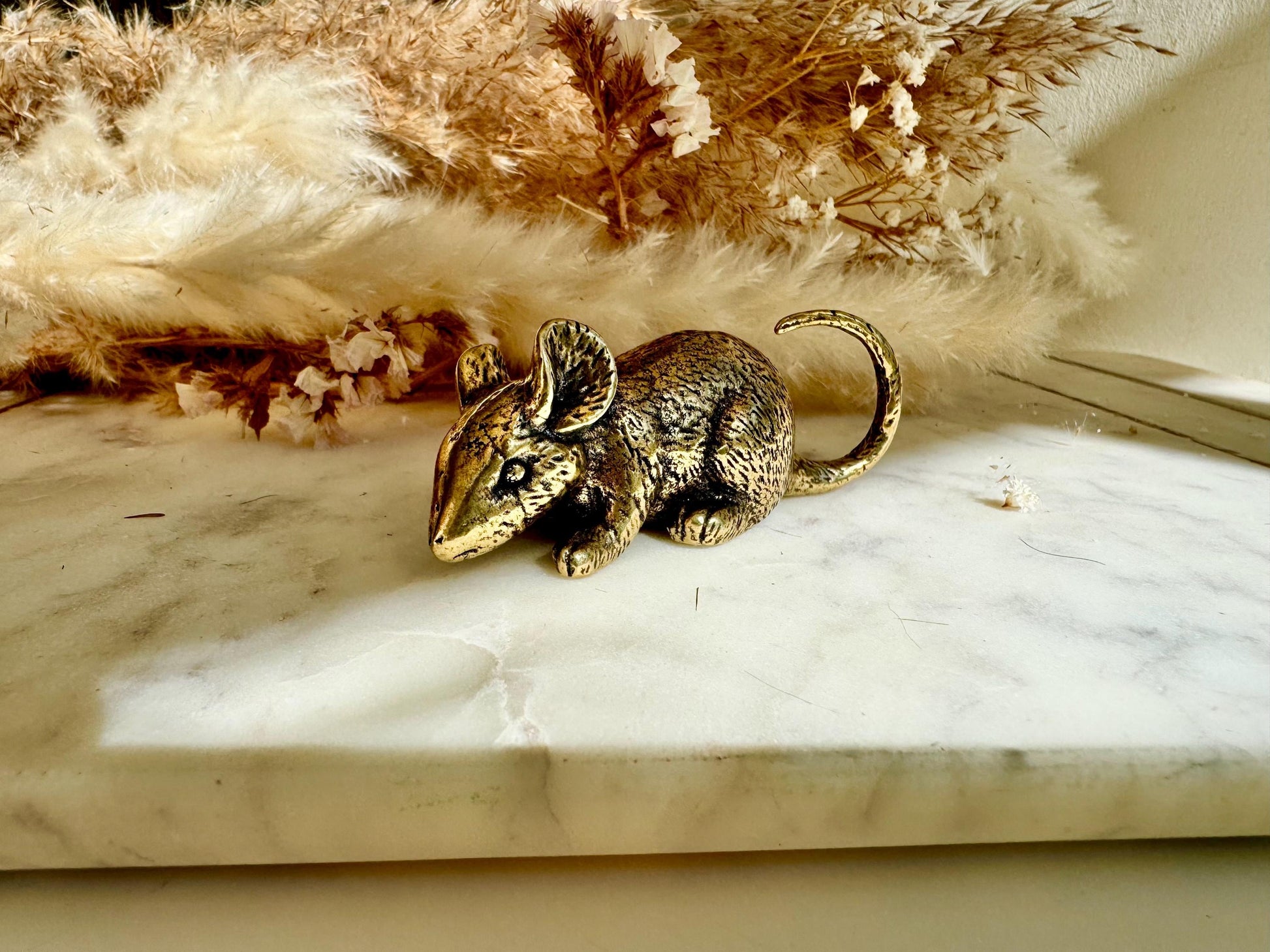 Realistic Solid brass mouse figurine, Golden mouse Miniature, Creative Rat Desktop Decoration, Adorable Mouse Paperweight