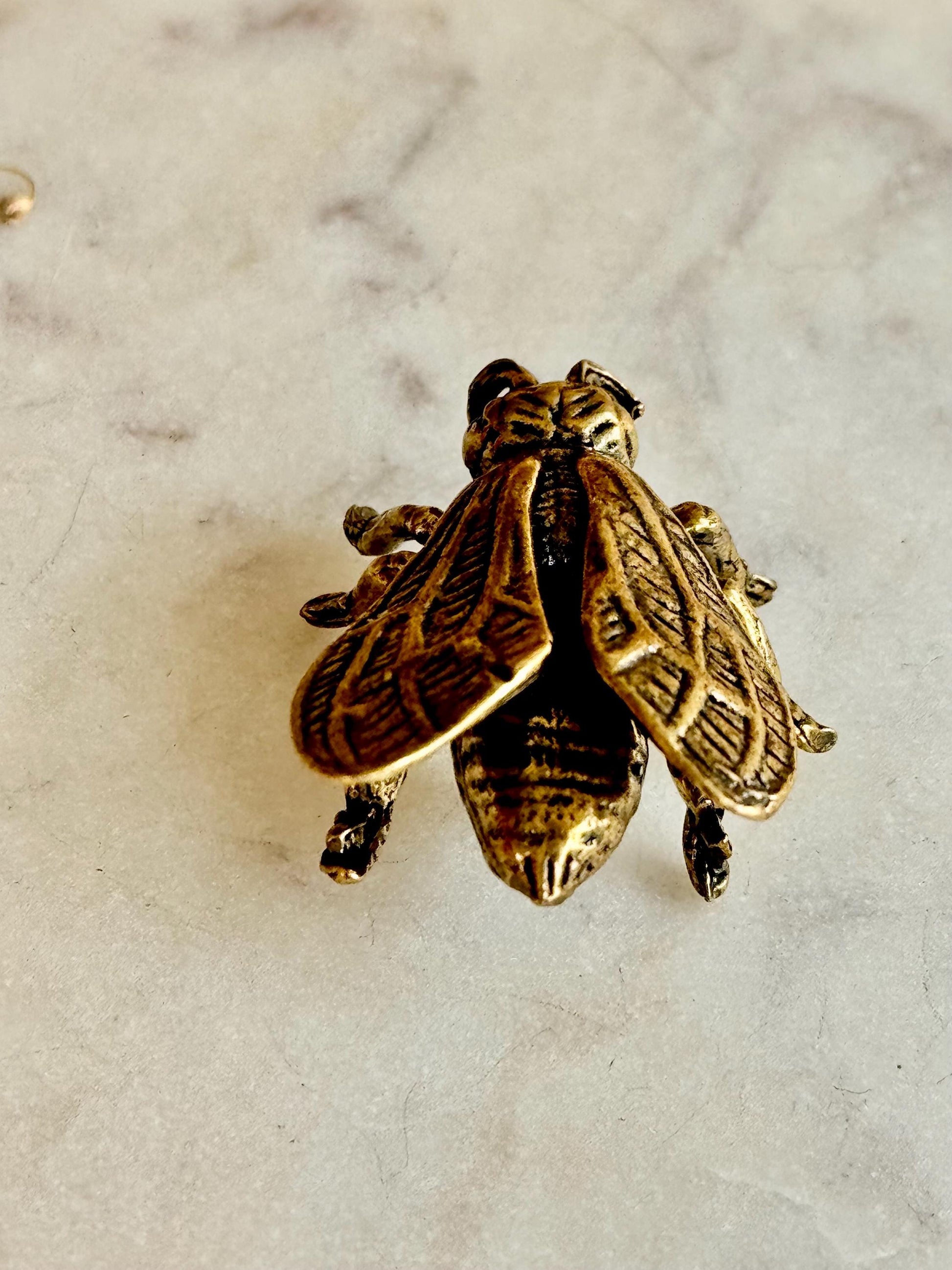 Realistic Solid brass Bee ornament, solid brass Diptera figurine, Fly Statuette, insect pot decor, cute little insect gift, insect lover gif