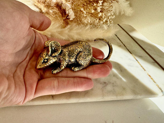 Realistic Solid brass mouse figurine, Golden mouse Miniature, Creative Rat Desktop Decoration, Adorable Mouse Paperweight