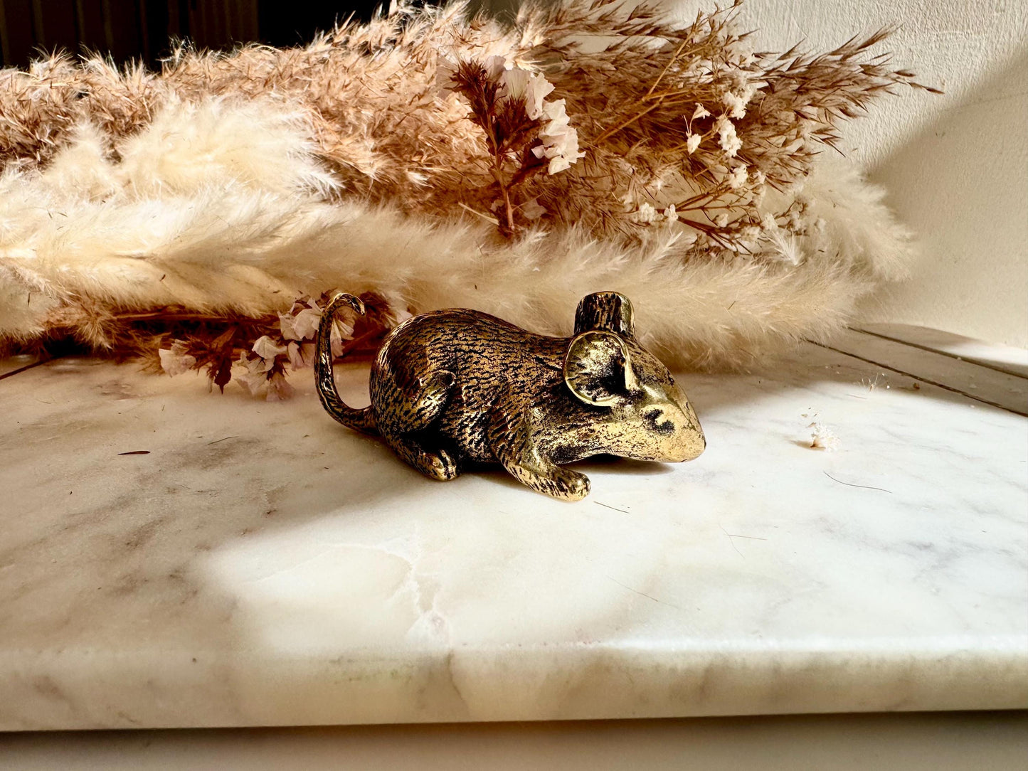 Realistic Solid brass mouse figurine, Golden mouse Miniature, Creative Rat Desktop Decoration, Adorable Mouse Paperweight