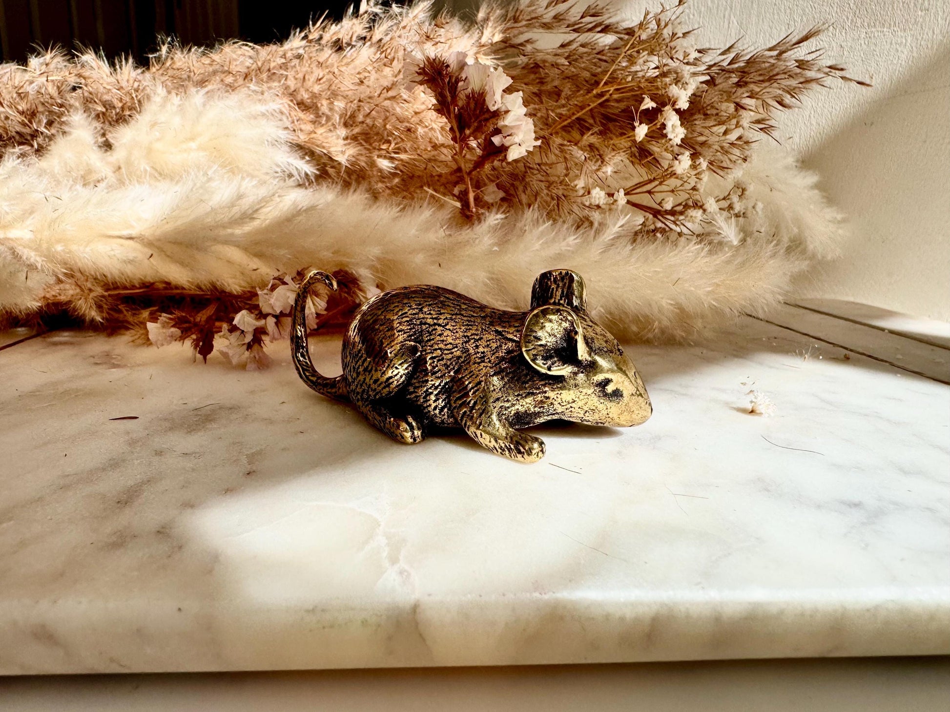 Realistic Solid brass mouse figurine, Golden mouse Miniature, Creative Rat Desktop Decoration, Adorable Mouse Paperweight