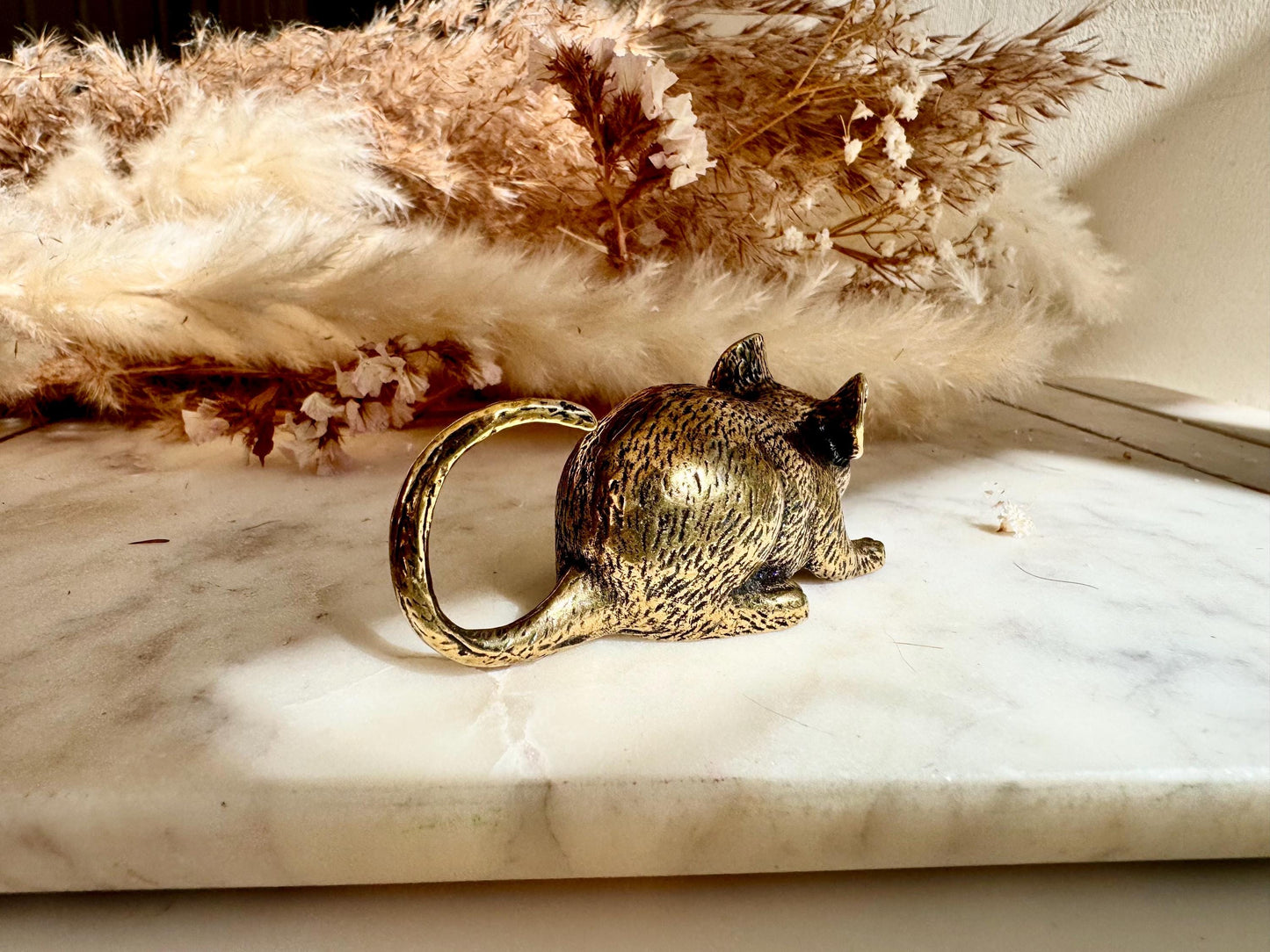 Realistic Solid brass mouse figurine, Golden mouse Miniature, Creative Rat Desktop Decoration, Adorable Mouse Paperweight