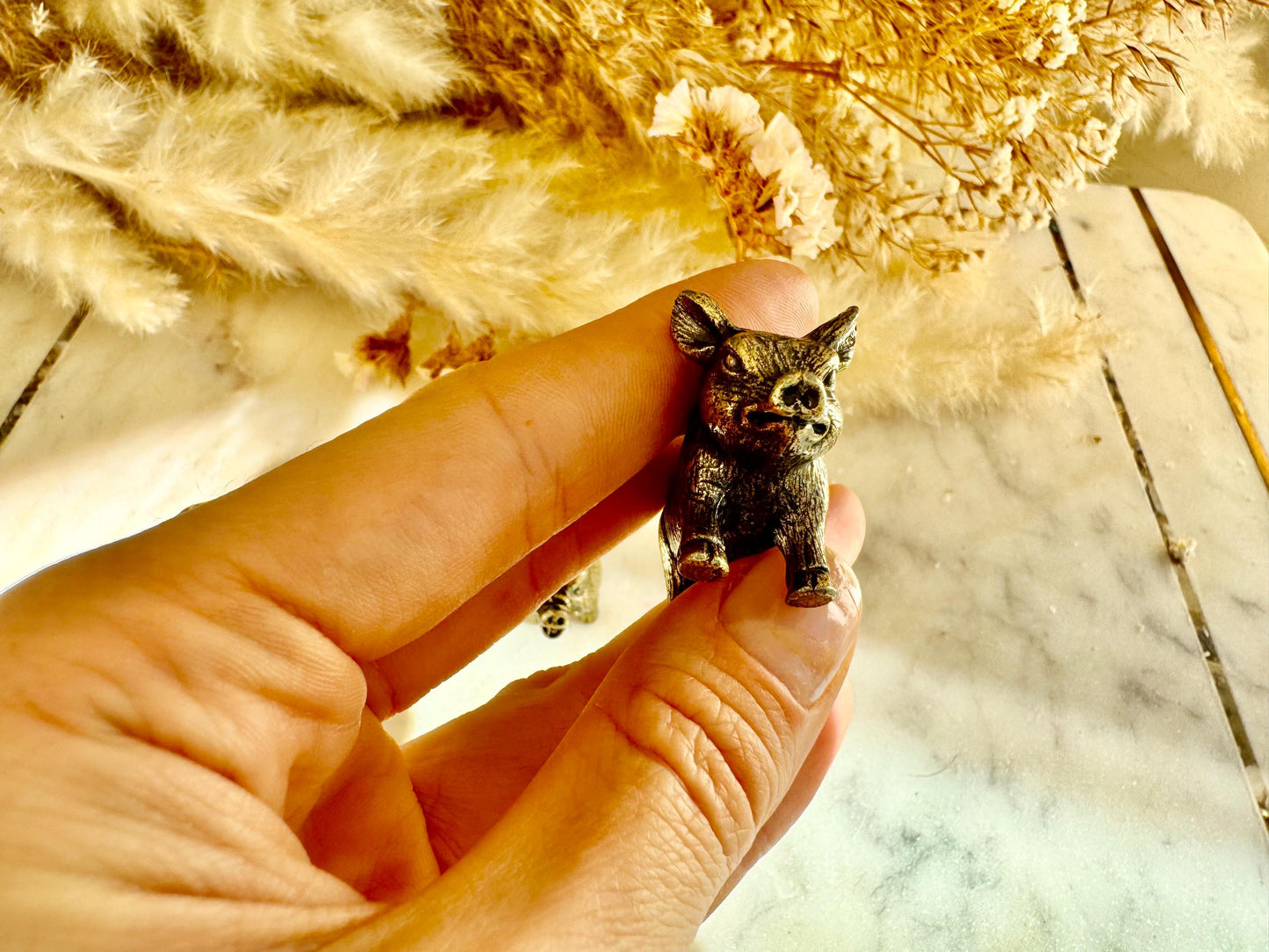Happy little piggies fine workmanship solid brass miniature, lost wax casting figurine, three little pig figurine, cute animal sculpture