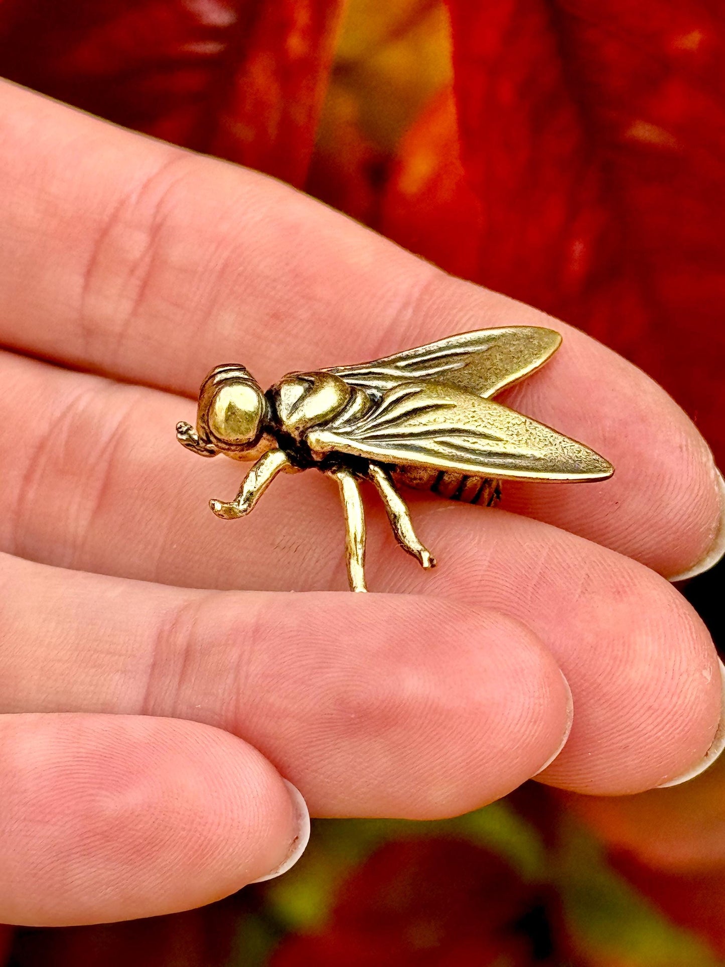 Fly Ornament, Annoying Fly Brass figurine, realistic Tiny insect decoration, Funny Fly gift
