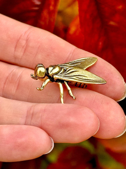Fly Ornament, Annoying Fly Brass figurine, realistic Tiny insect decoration, Funny Fly gift