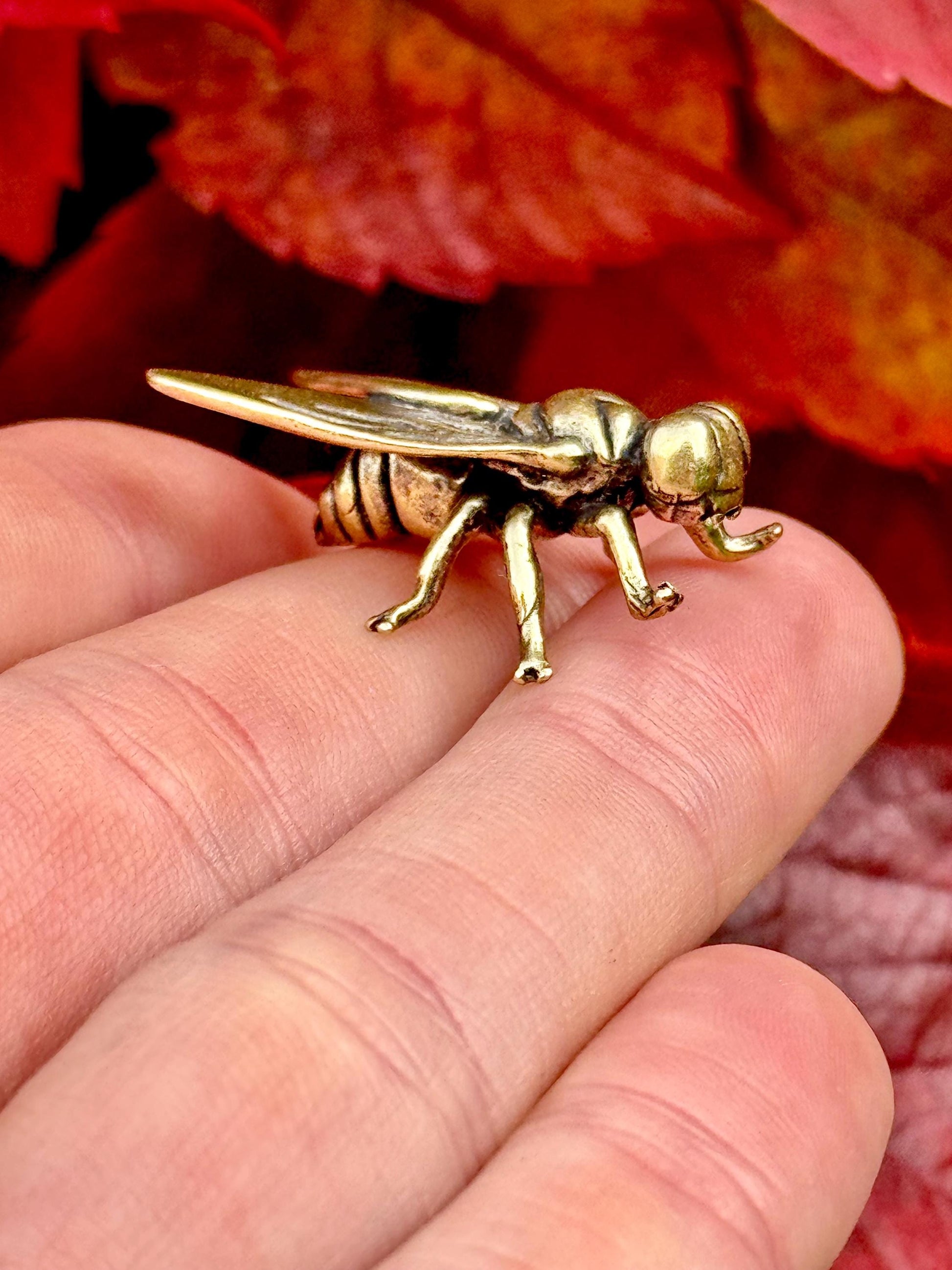 Fly Ornament, Annoying Fly Brass figurine, realistic Tiny insect decoration, Funny Fly gift