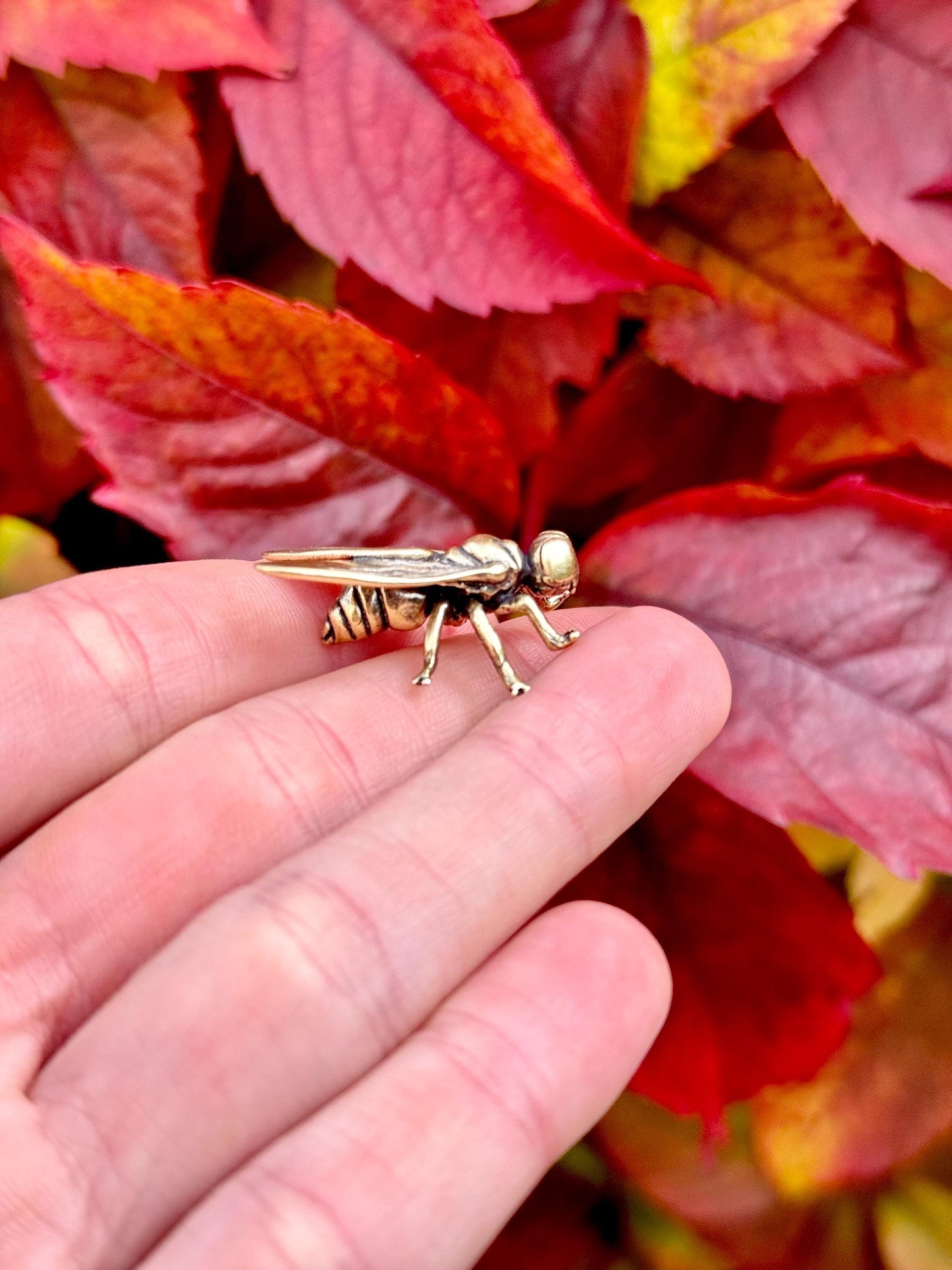 Fly Ornament, Annoying Fly Brass figurine, realistic Tiny insect decoration, Funny Fly gift