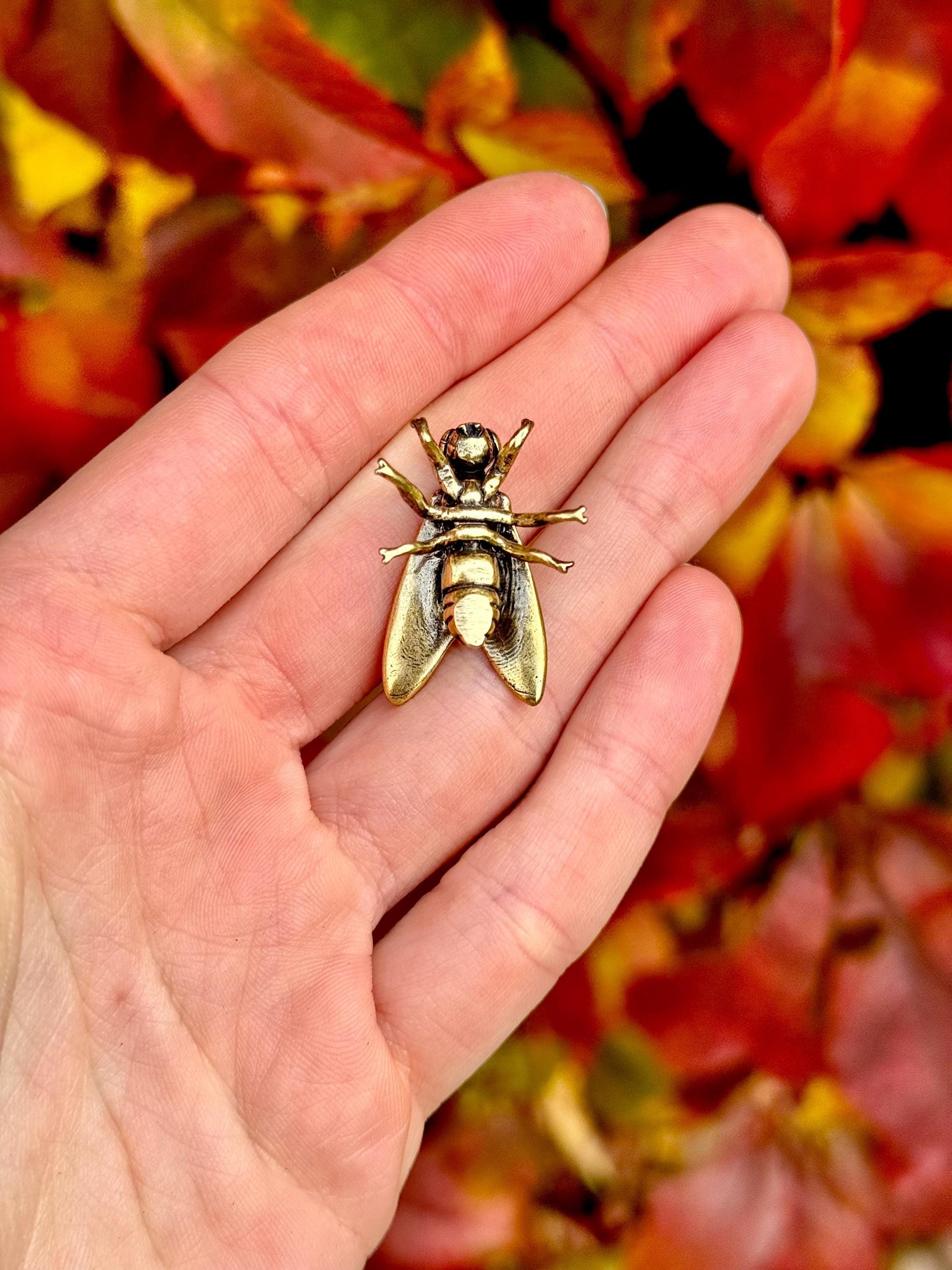 Fly Ornament, Annoying Fly Brass figurine, realistic Tiny insect decoration, Funny Fly gift