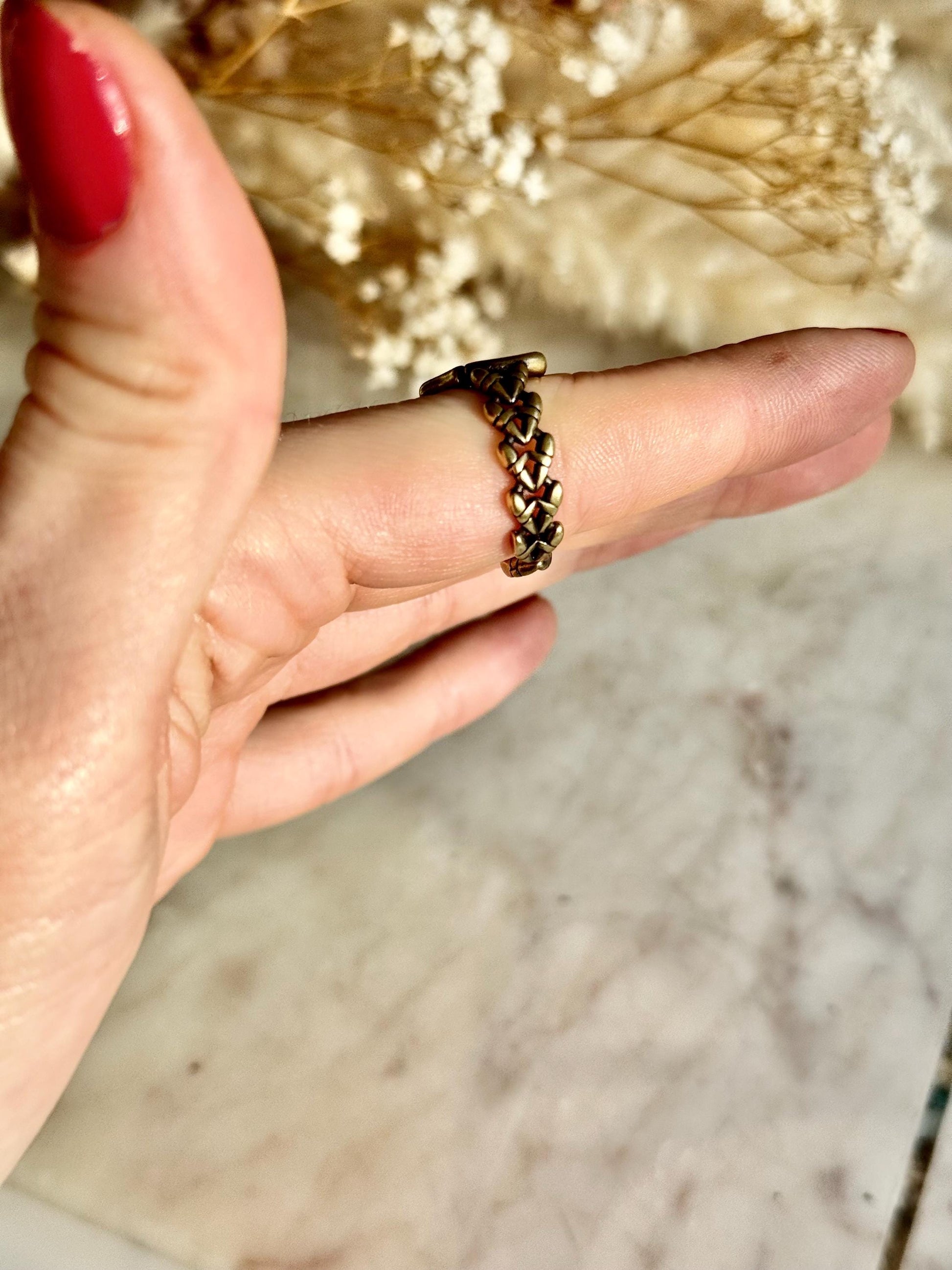 Adjustable Golden Solid Brass Heart Ring – Stunning and Versatile Jewelry Gift for Her, Fits Any Finger Size, Punk Ring, Streetwear Jewelery