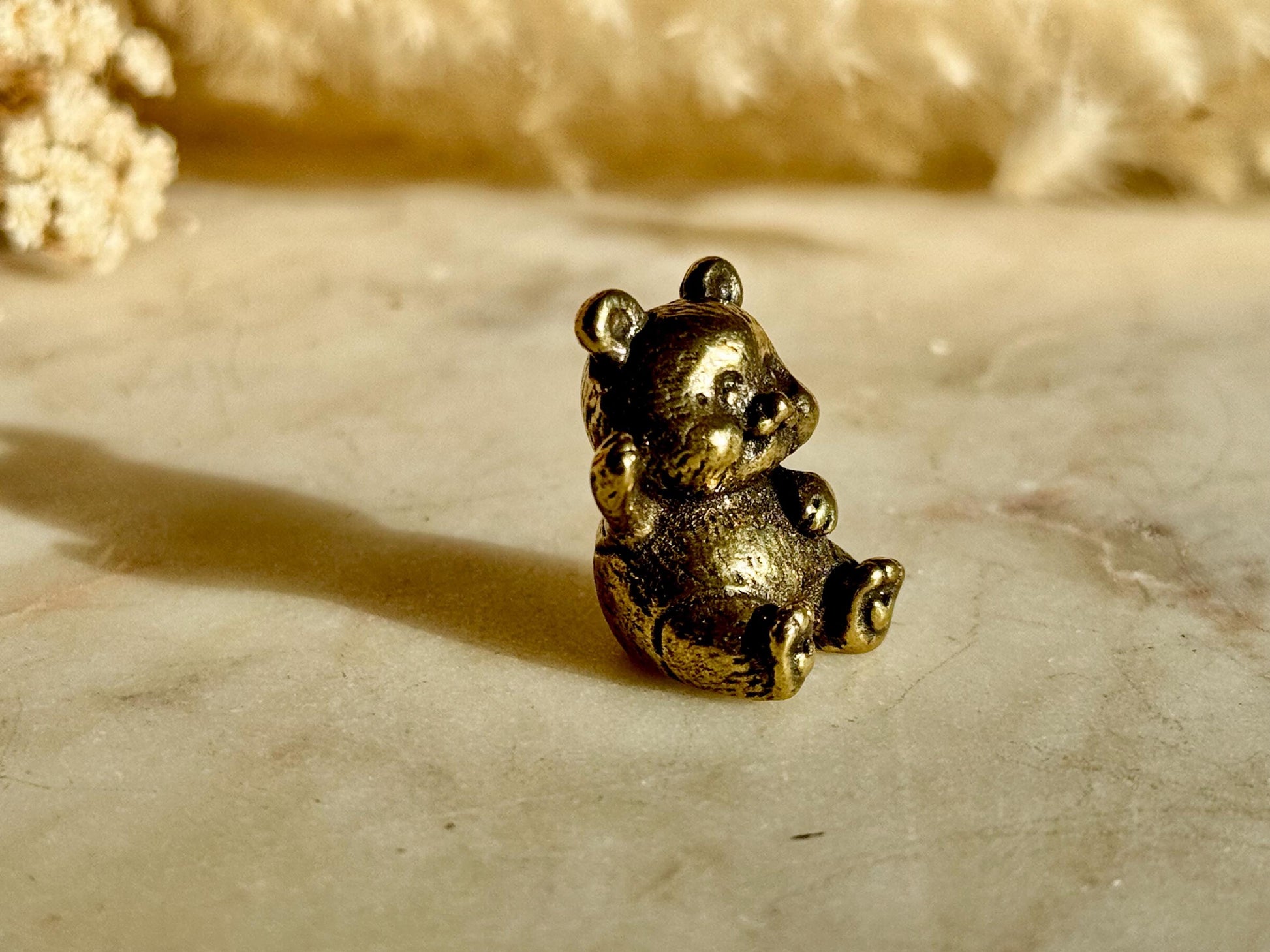 Cute Baby Panda figurine, Solid brass adorable panda miniature, Metal Panda sculpture, panda decor