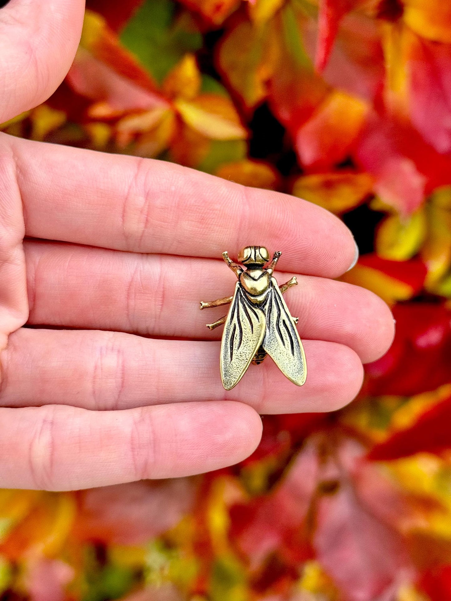 Fly Ornament, Annoying Fly Brass figurine, realistic Tiny insect decoration, Funny Fly gift