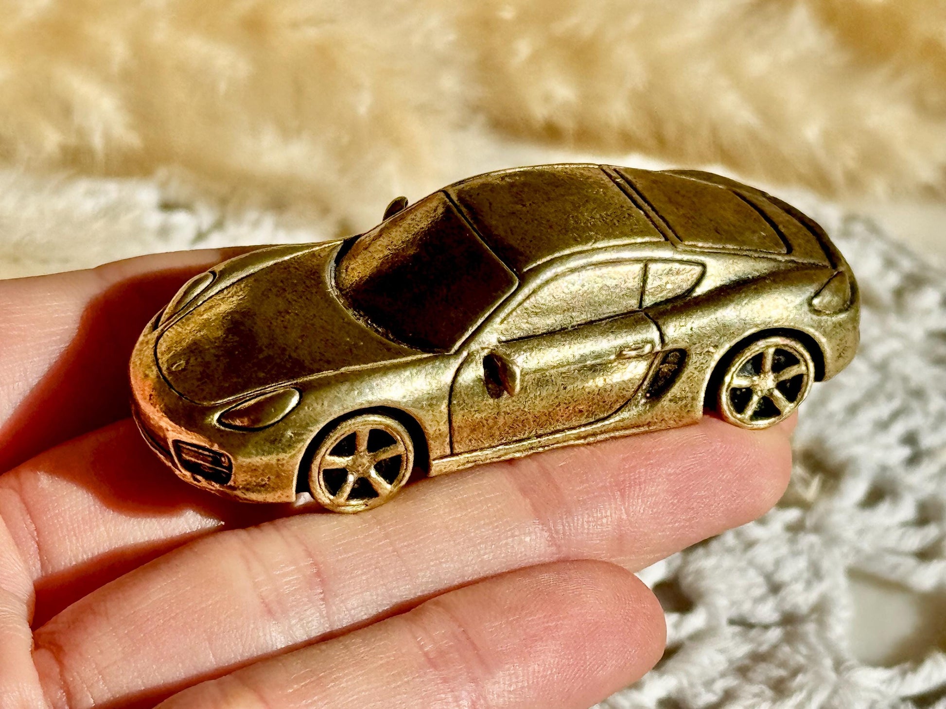 Brass 2014 PORSCHE CAYMAN Cast Brass Porsche Model Figurine