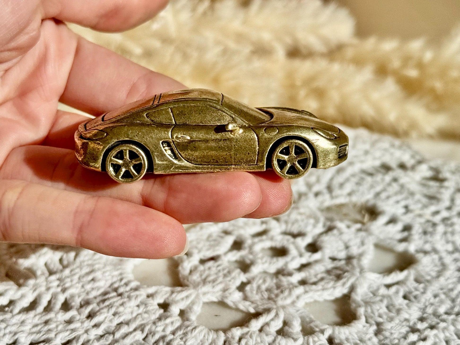 Brass 2014 PORSCHE CAYMAN Cast Brass Porsche Model Figurine