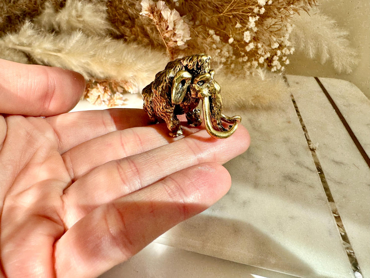 Exquisite Solid Brass Mammoth Ornament, Mammoth Figurine, Cast Brass Mammoth Collectible, Unique Gift for Animal Lovers