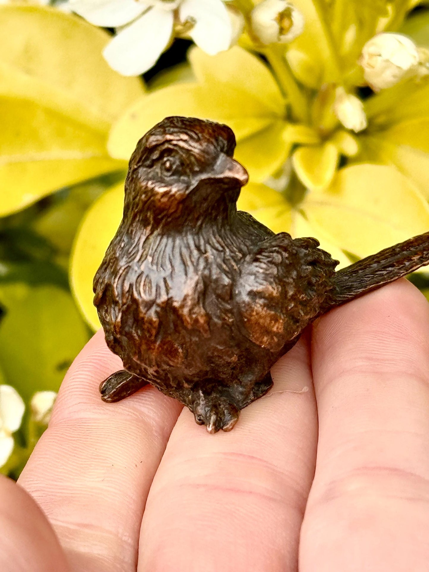 Adorable lifelike bronze little chick birds statue, metal birdie figurine, adorable gift for bird lovers, st. valentine's day gift