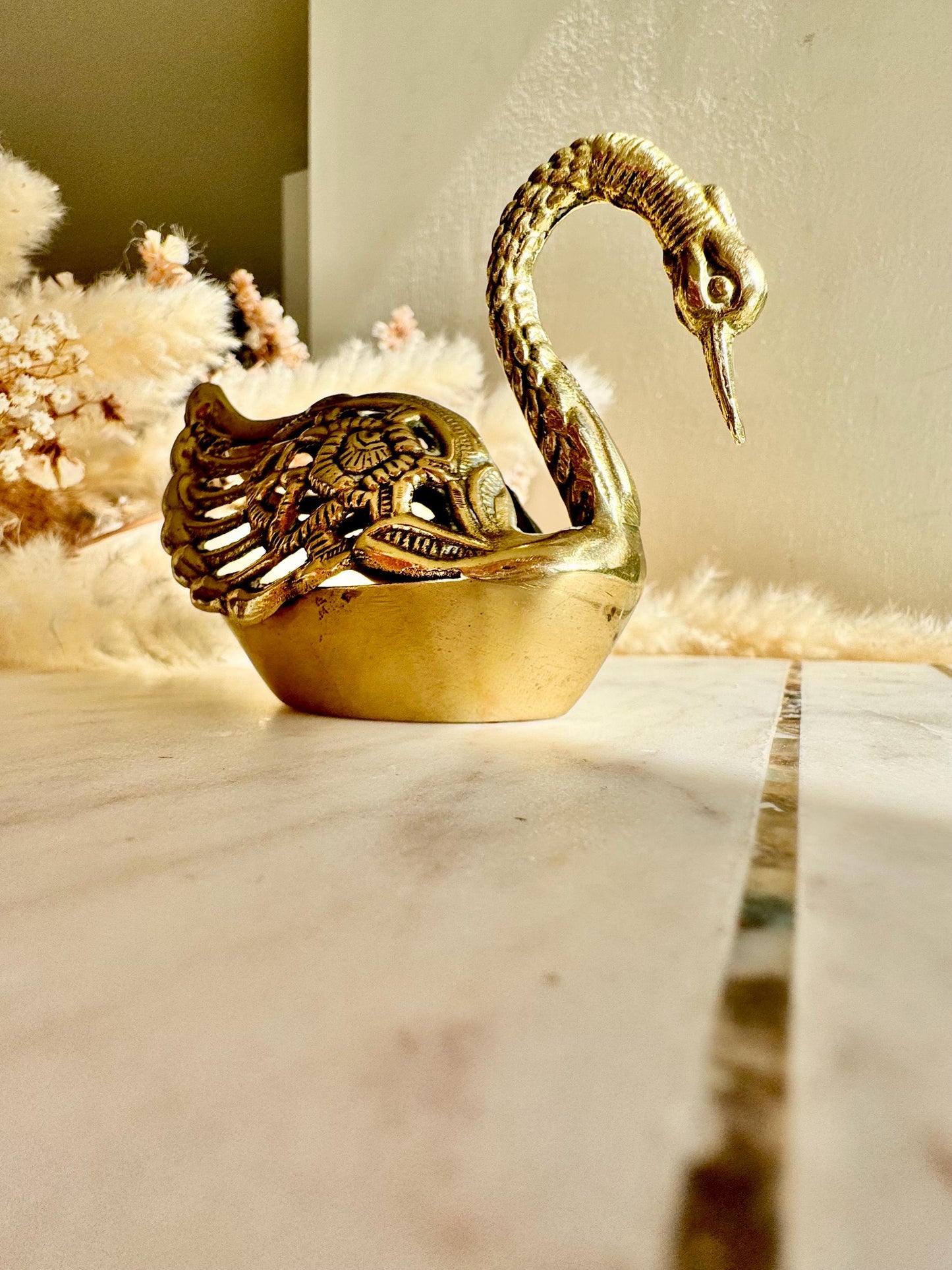 Exquisite 19th Century Antique Brass Swan Figurine, Vintage bird ornament, Swan Home Decor, birds Lover Gift