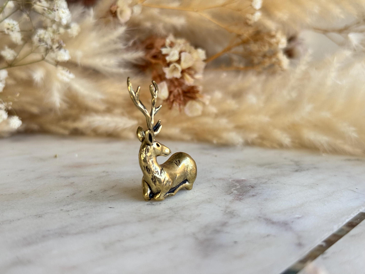 Beautiful Deer Ornamenr, Fine lifelike brass Sika figurine, Tiny Deer Decoration, Reindeer ornament, Cute Christmas gift, Gift for friend