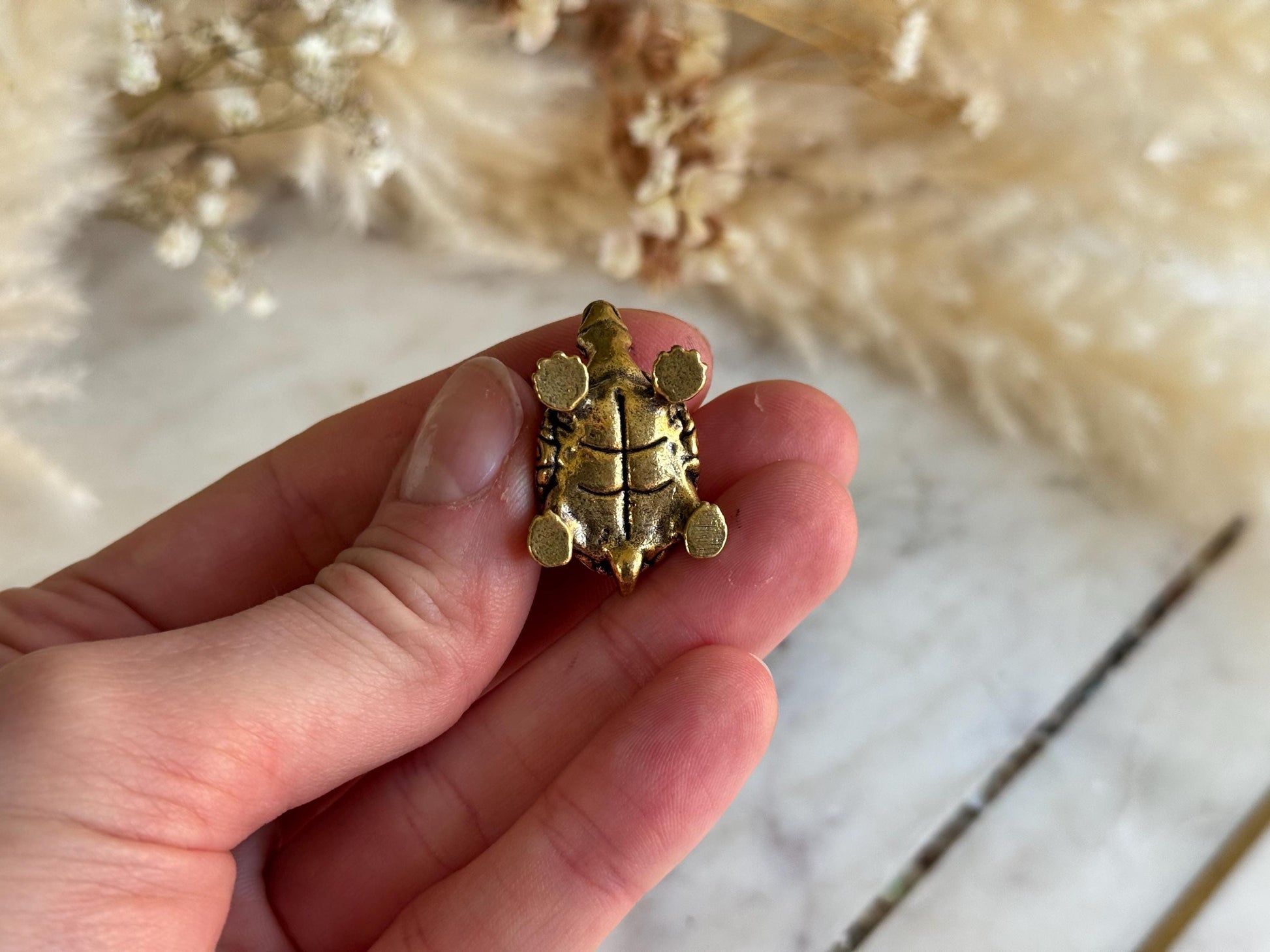 Small Brass Turtle figurine, Turtle ornament, Cute little tortoise gift, Japanese style statue, Feng Shui ornament