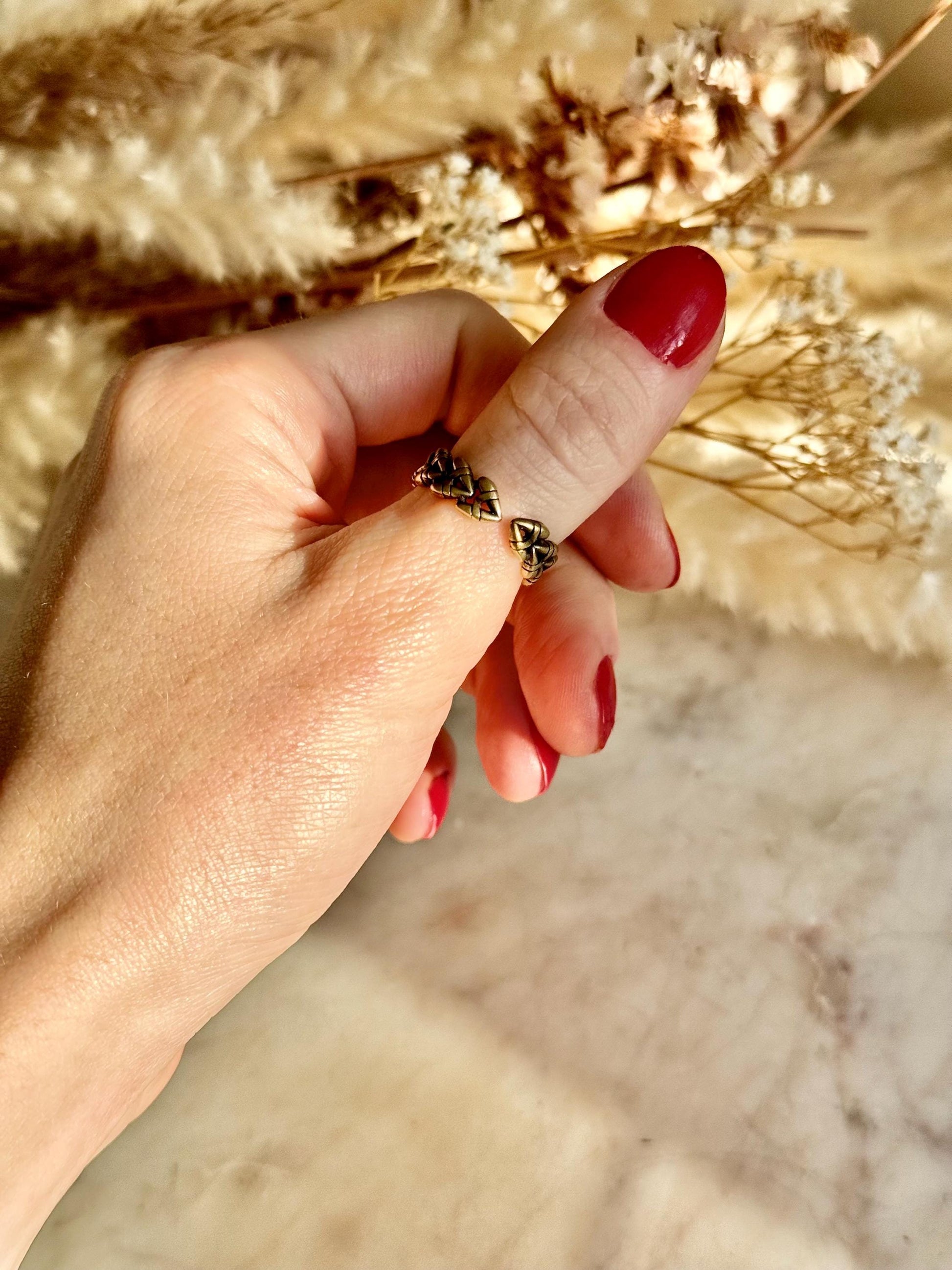 Adjustable Golden Solid Brass Heart Ring – Stunning and Versatile Jewelry Gift for Her, Fits Any Finger Size, Punk Ring, Streetwear Jewelery