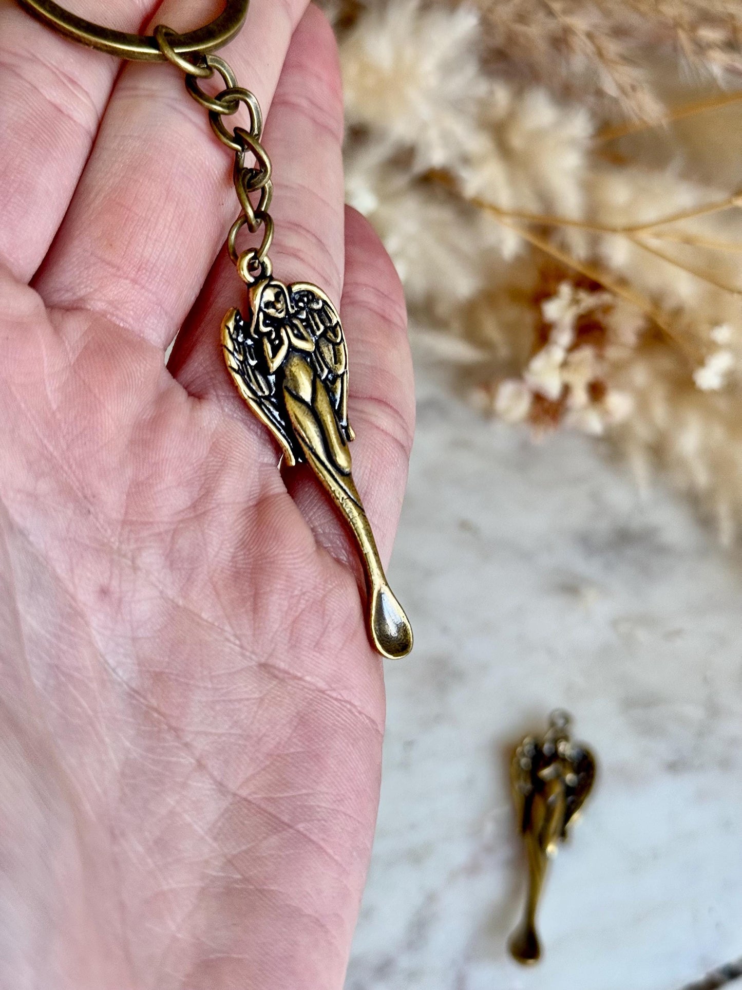 brass woman ear spoon, keychain ear pick, Brass Girl Artwork, brass ear spoon, Ear cleaning tool, Curette Cleaner Keychain Pendants