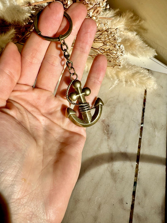 Solid Brass Anchor Pendant, creative nautical brass figurine, anchor keychain, gift for sailor, old ship anchor