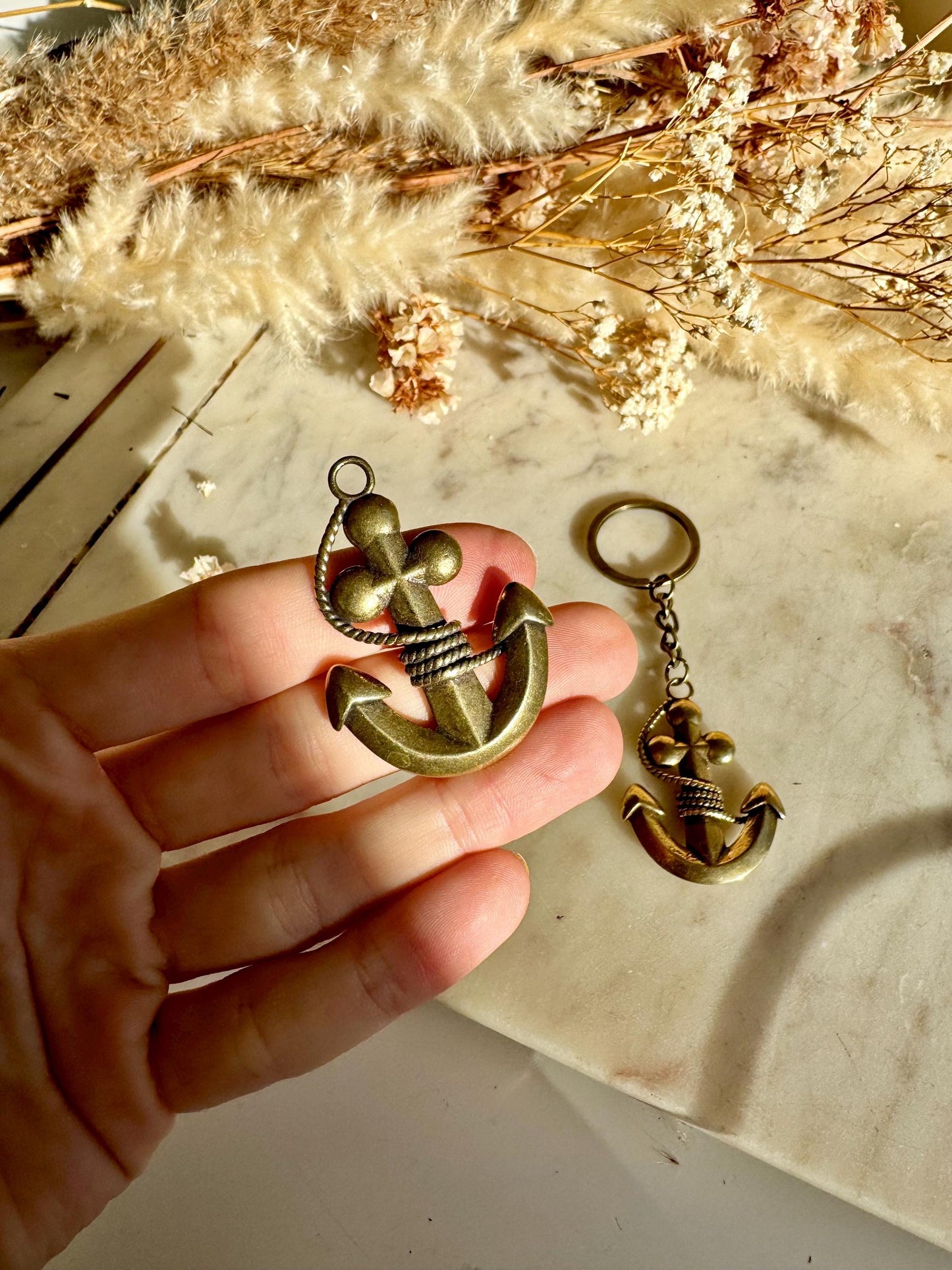 Solid Brass Anchor Pendant, creative nautical brass figurine, anchor keychain, gift for sailor, old ship anchor