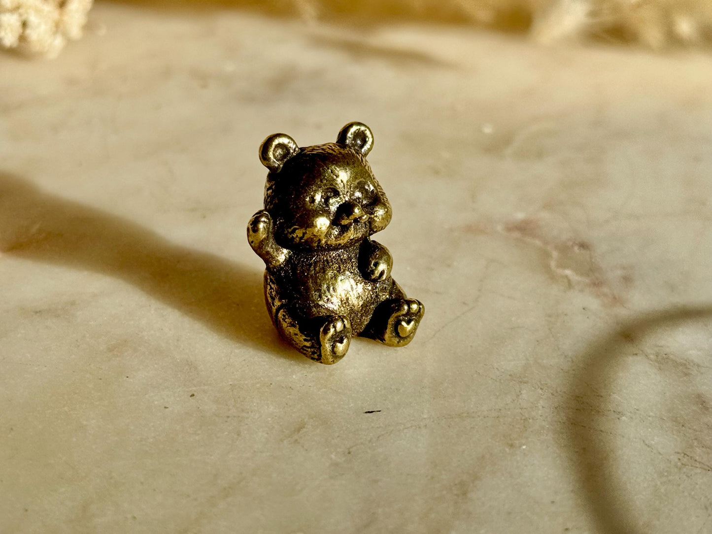 Cute Baby Panda figurine, Solid brass adorable panda miniature, Metal Panda sculpture, panda decor