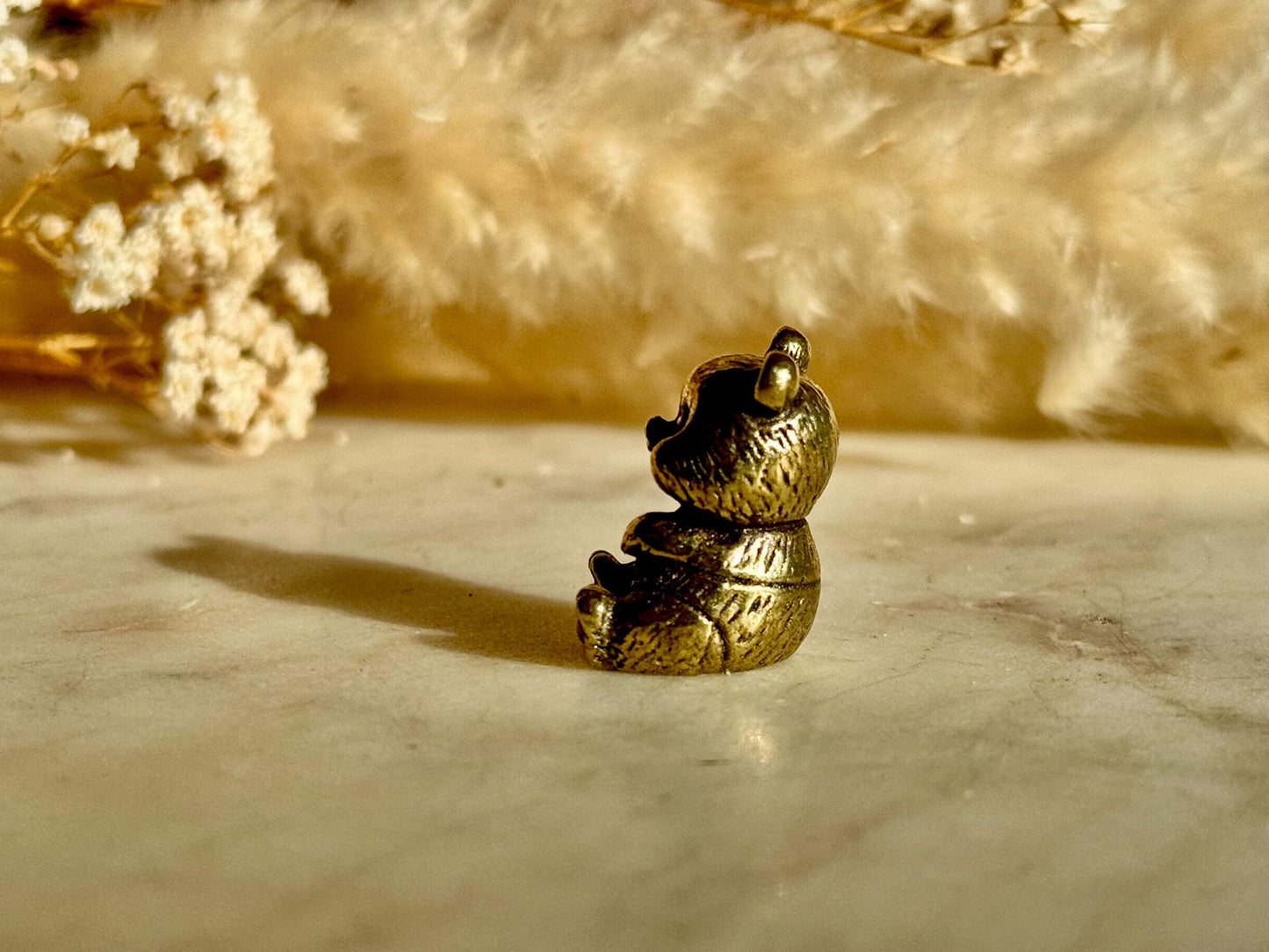 Cute Baby Panda figurine, Solid brass adorable panda miniature, Metal Panda sculpture, panda decor