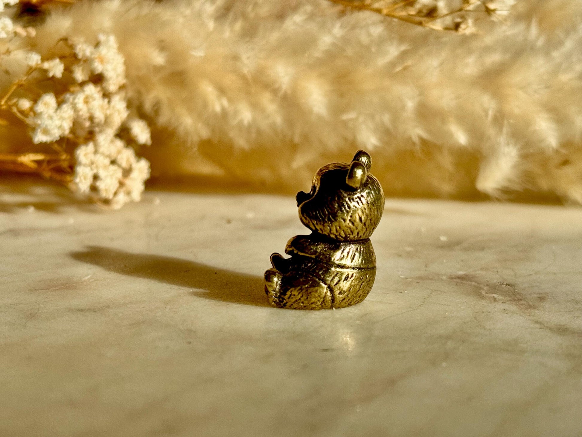 Cute Baby Panda figurine, Solid brass adorable panda miniature, Metal Panda sculpture, panda decor
