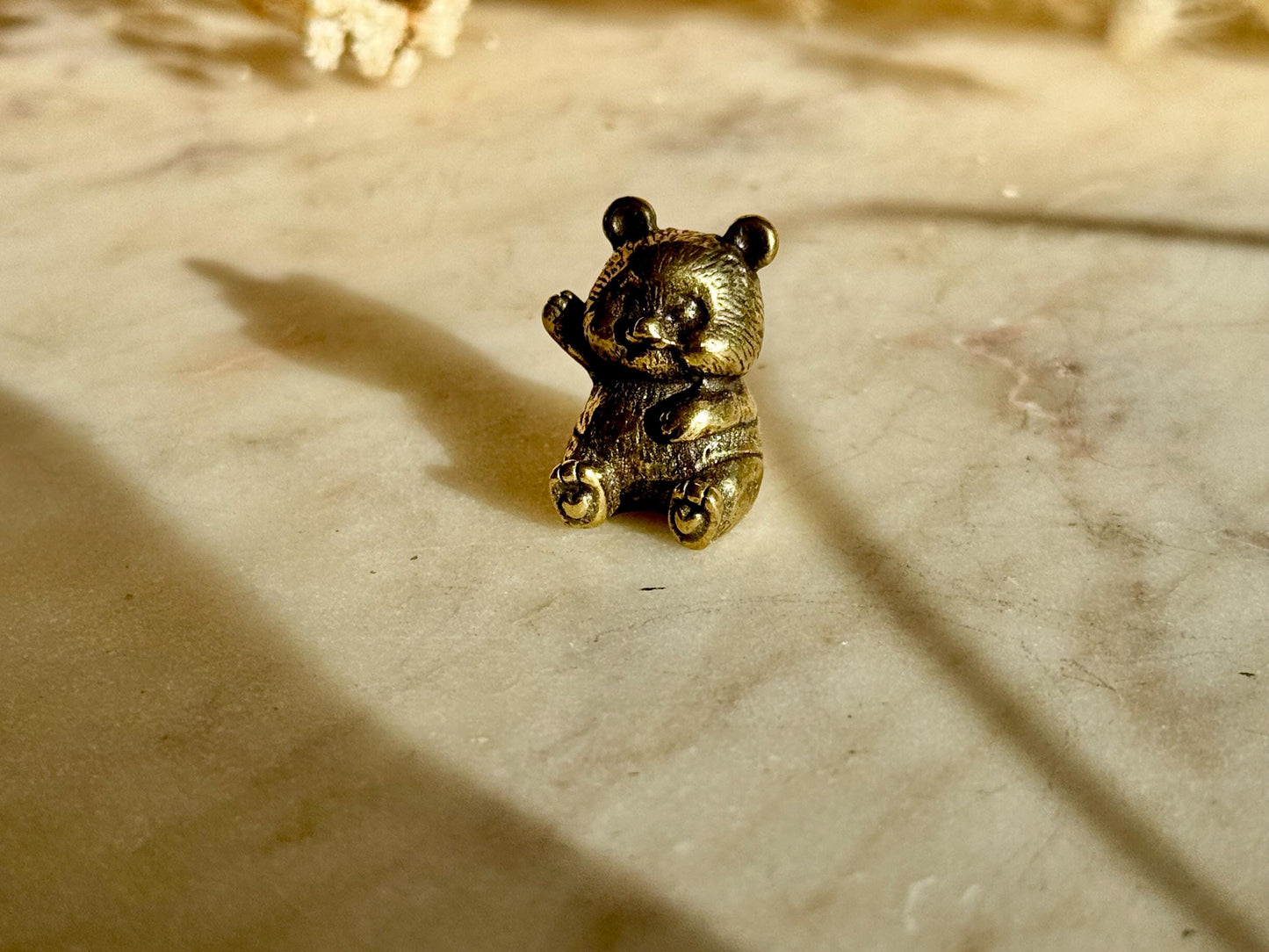 Cute Baby Panda figurine, Solid brass adorable panda miniature, Metal Panda sculpture, panda decor
