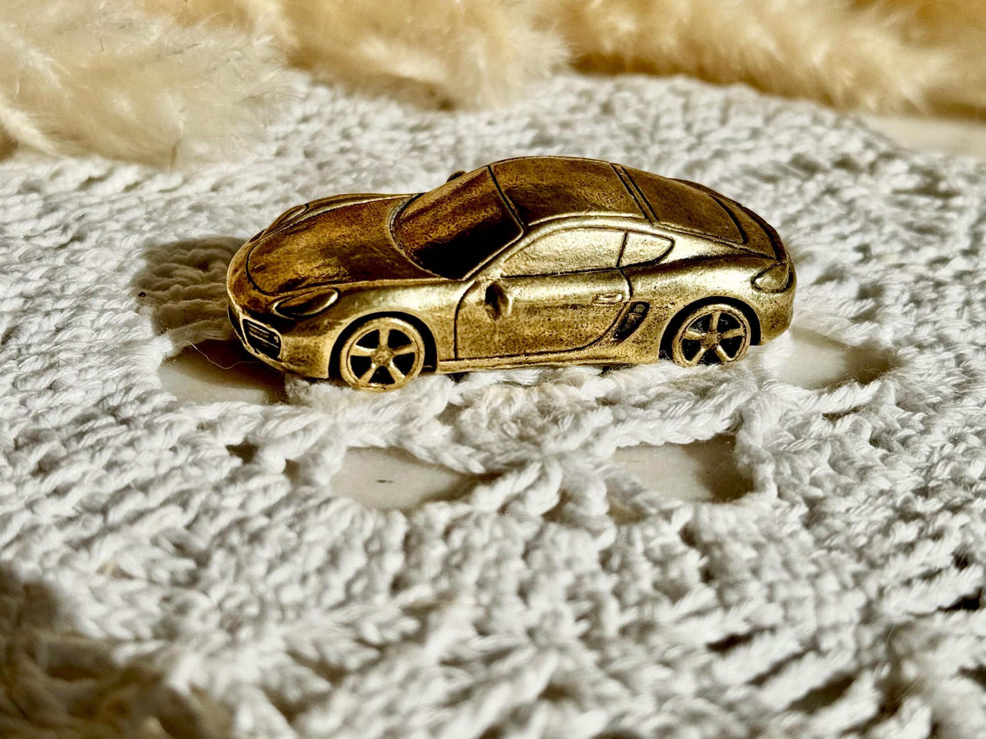 Brass 2014 PORSCHE CAYMAN Cast Brass Porsche Model Figurine