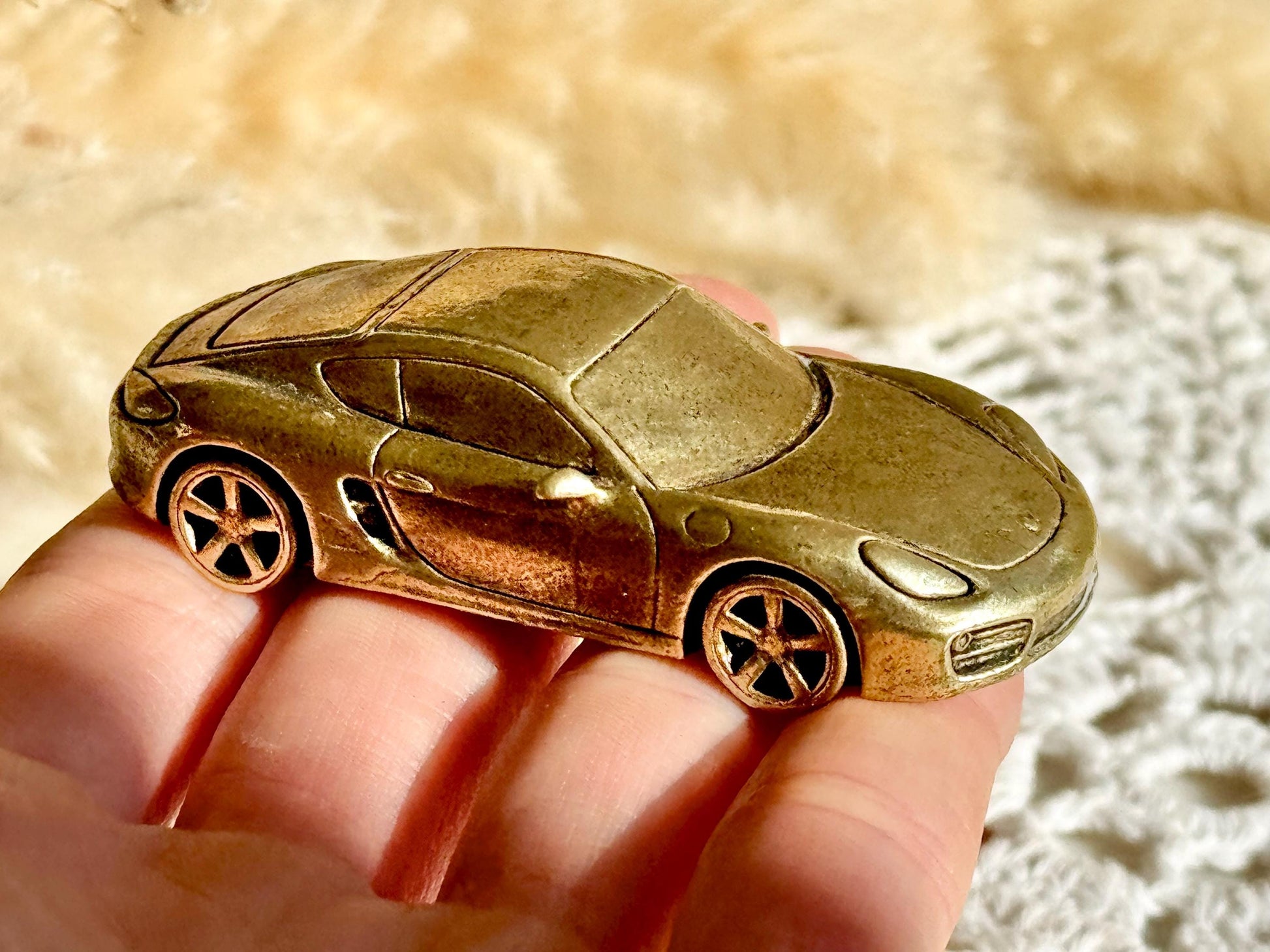 Brass 2014 PORSCHE CAYMAN Cast Brass Porsche Model Figurine