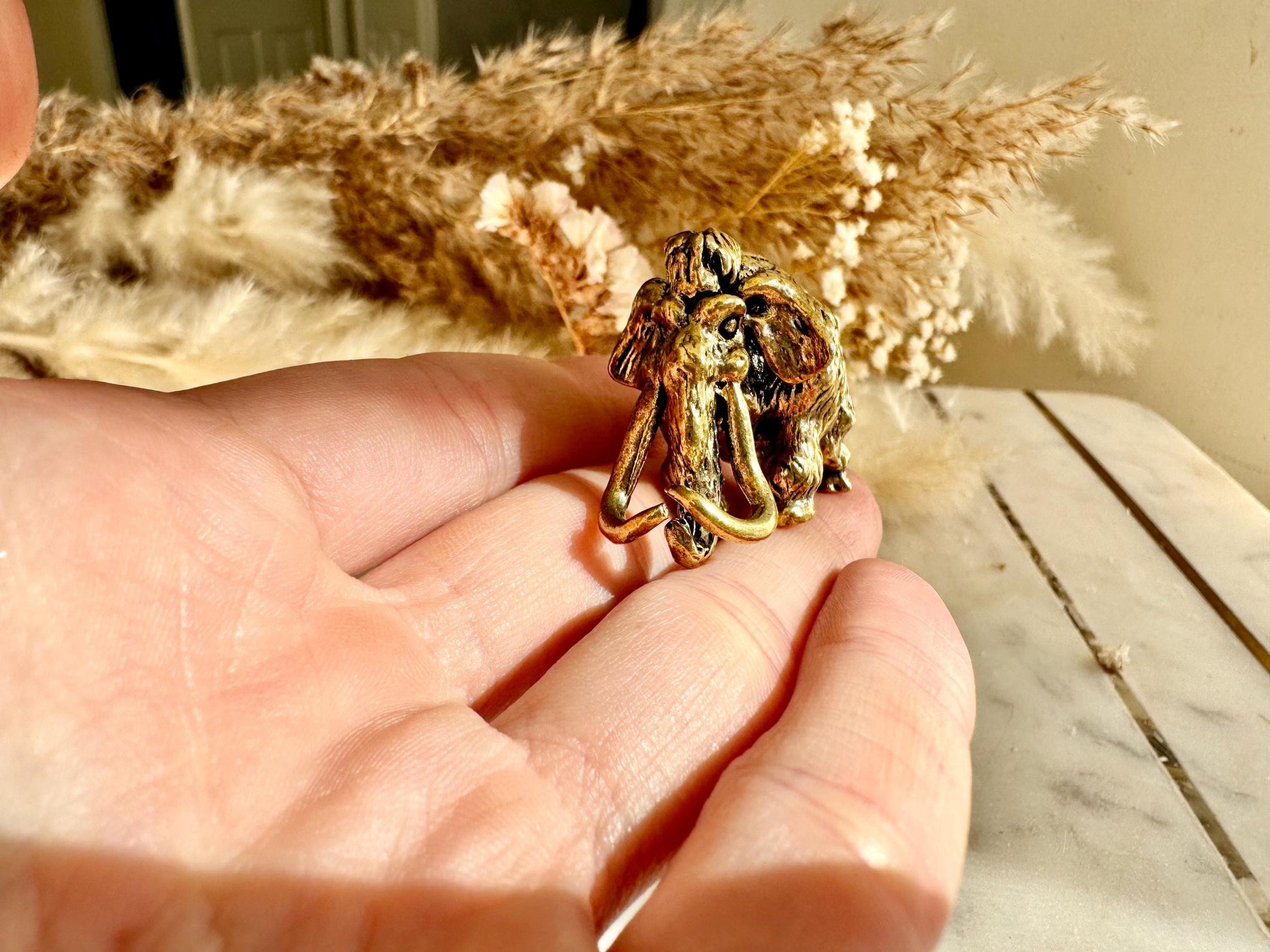 Exquisite Solid Brass Mammoth Ornament, Mammoth Figurine, Cast Brass Mammoth Collectible, Unique Gift for Animal Lovers