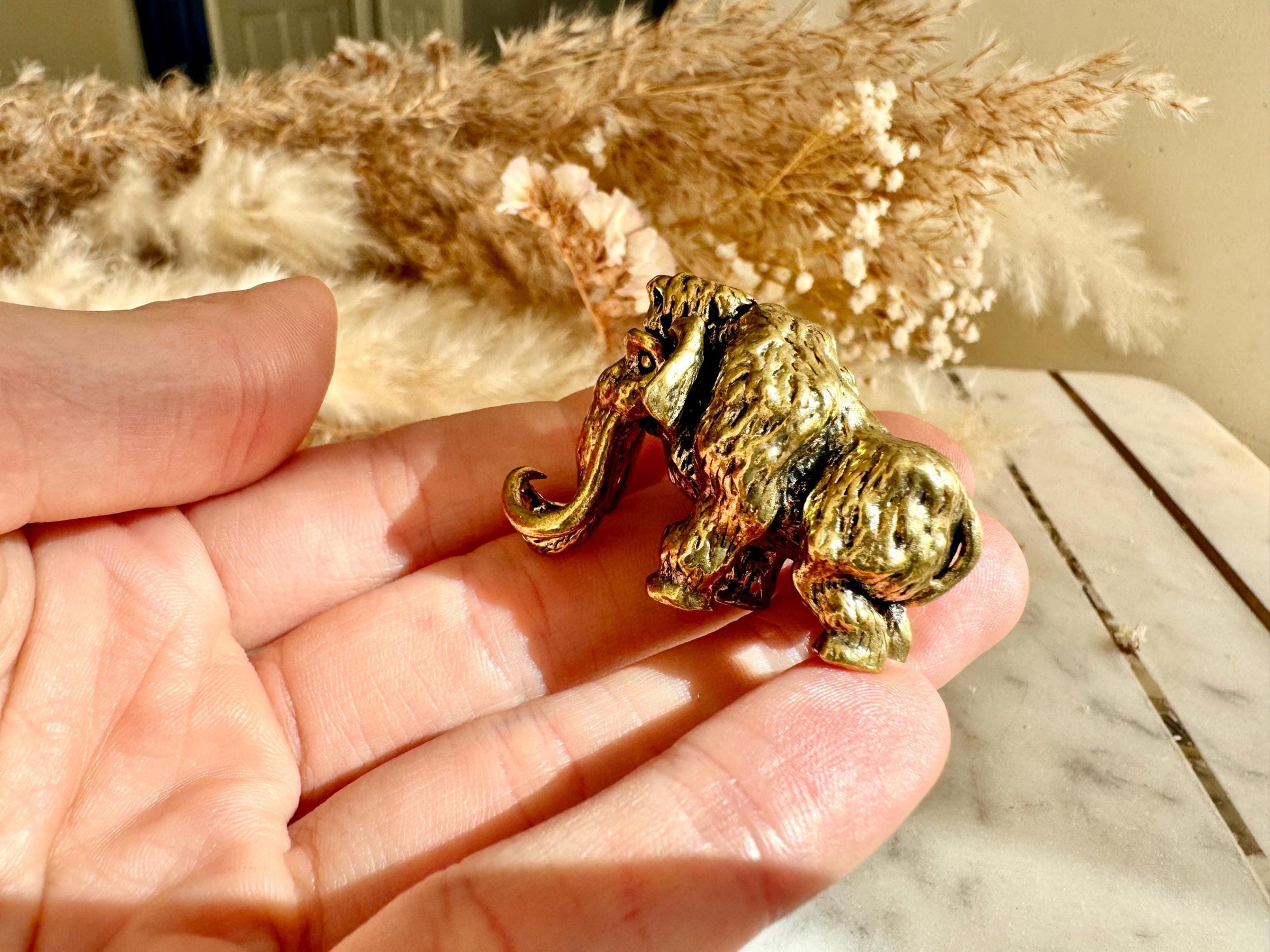 Exquisite Solid Brass Mammoth Ornament, Mammoth Figurine, Cast Brass Mammoth Collectible, Unique Gift for Animal Lovers