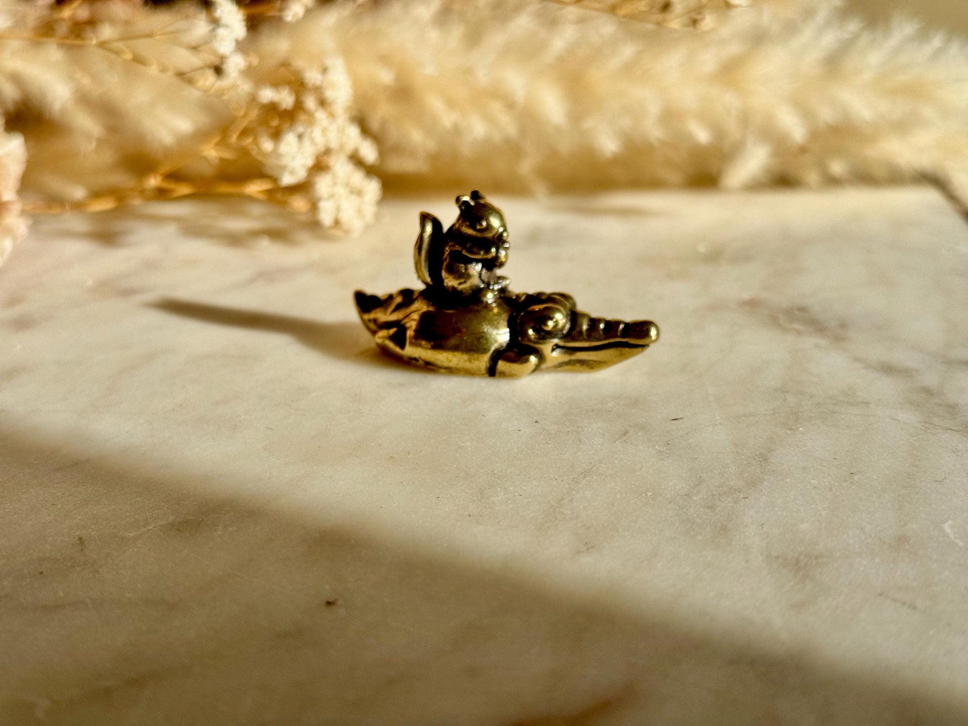 Charming Solid Brass Squirrel and Crocodile Figurine, Cute and Funny Animal Ornament, Whimsical Cast Brass Decor, Unique Gift for Animal Lov