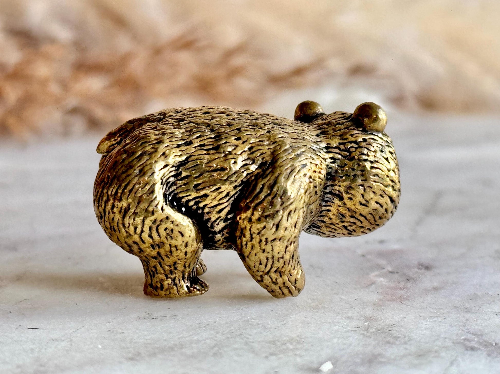 Endearing Baby Panda With a Bamboo Basket figurine, Solid brass adorable panda miniature, Panda with Bamboo sculpture, panda paperweight