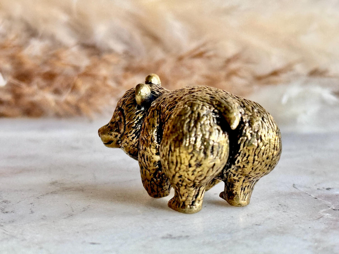 Endearing Baby Panda With a Bamboo Basket figurine, Solid brass adorable panda miniature, Panda with Bamboo sculpture, panda paperweight