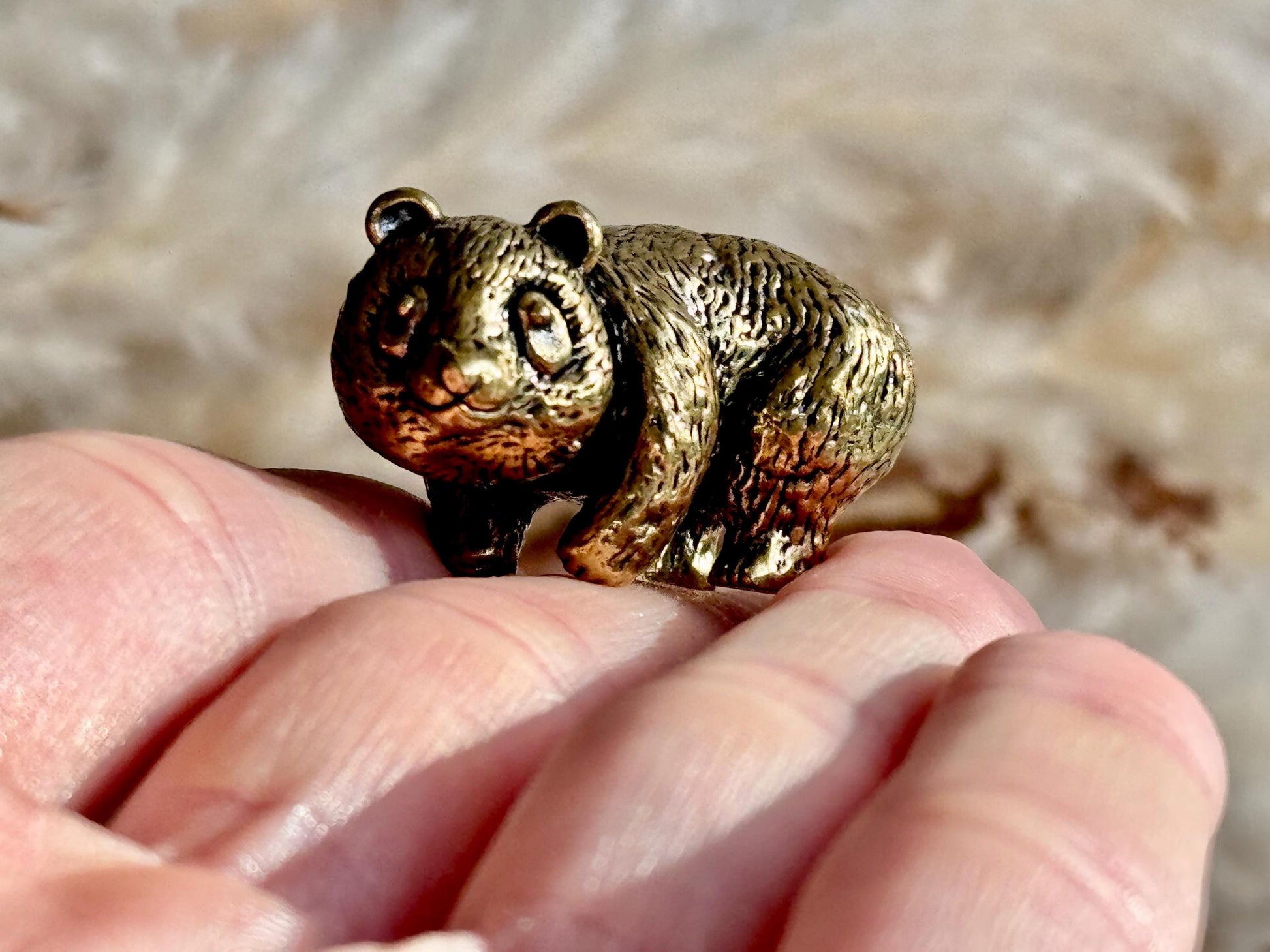 Endearing Baby Panda With a Bamboo Basket figurine, Solid brass adorable panda miniature, Panda with Bamboo sculpture, panda paperweight
