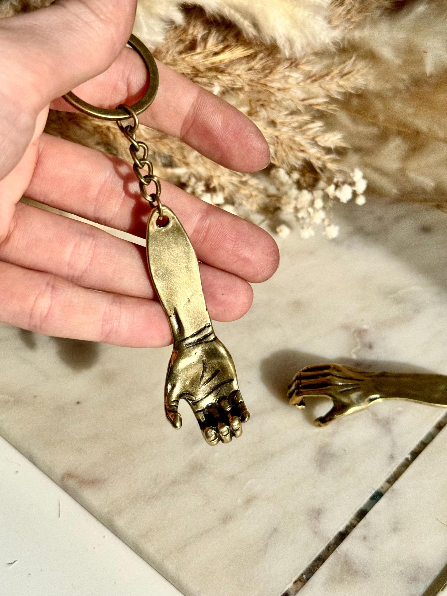 Solid Brass Creative Hand bottle opener, brass hand keyring, Cool gift for him