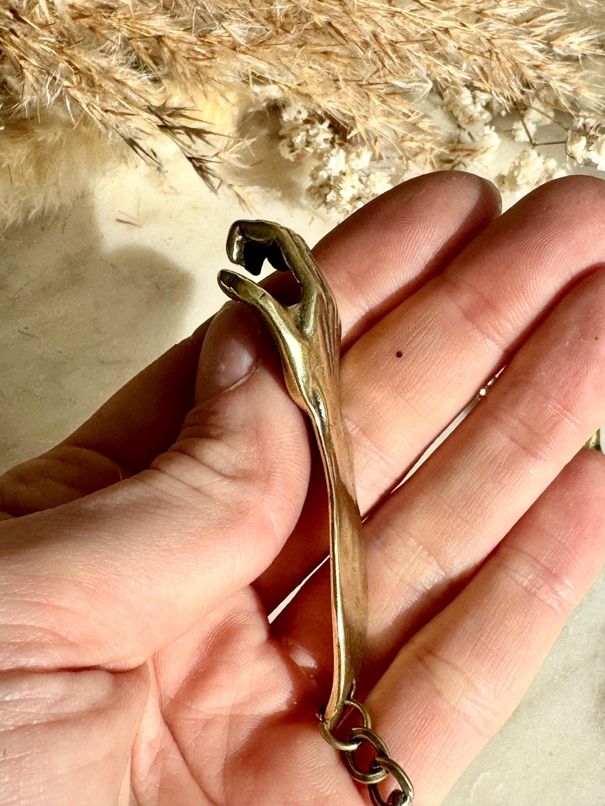 Solid Brass Creative Hand bottle opener, brass hand keyring, Cool gift for him