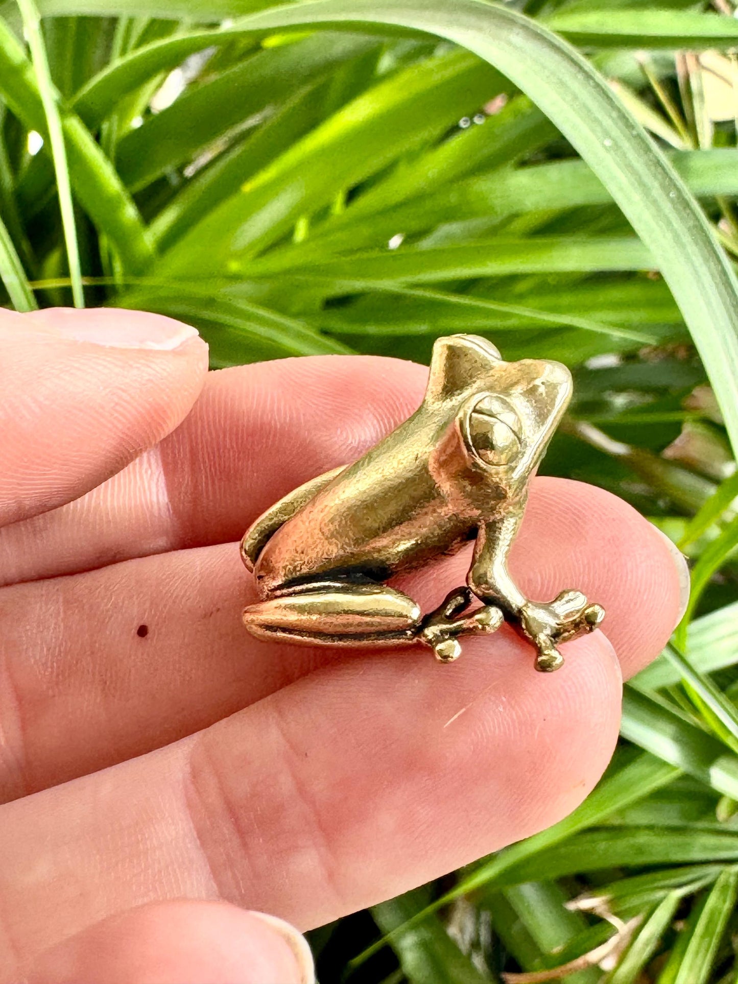 Fine Lifelike Solid Brass Frog figurine, Couple of Frogs Statue, Small Paperweight, Cute collectible figurine, Desk Accessory