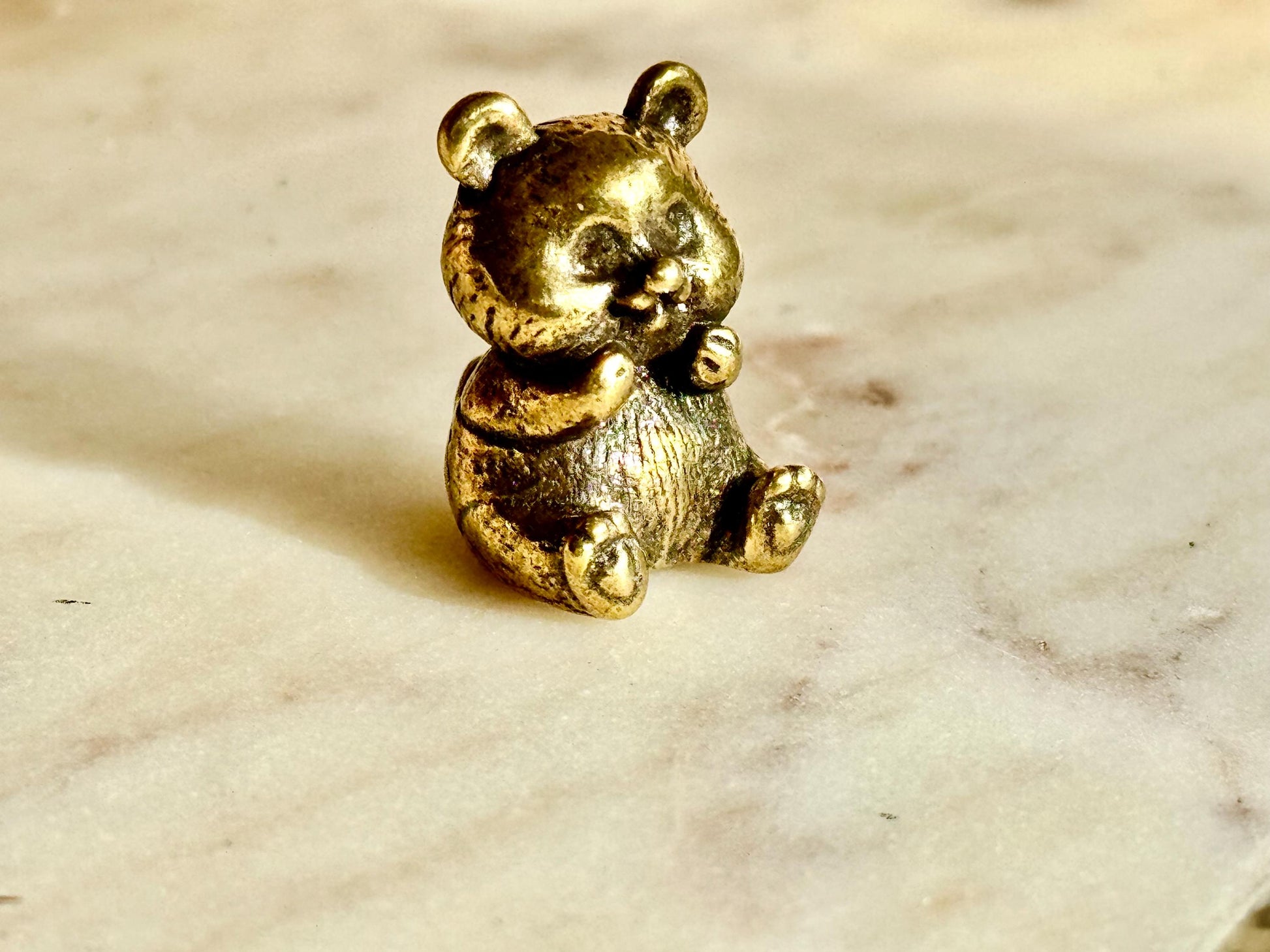 Cute Baby Panda figurine, Solid brass adorable panda miniature, Metal Panda sculpture, panda decor