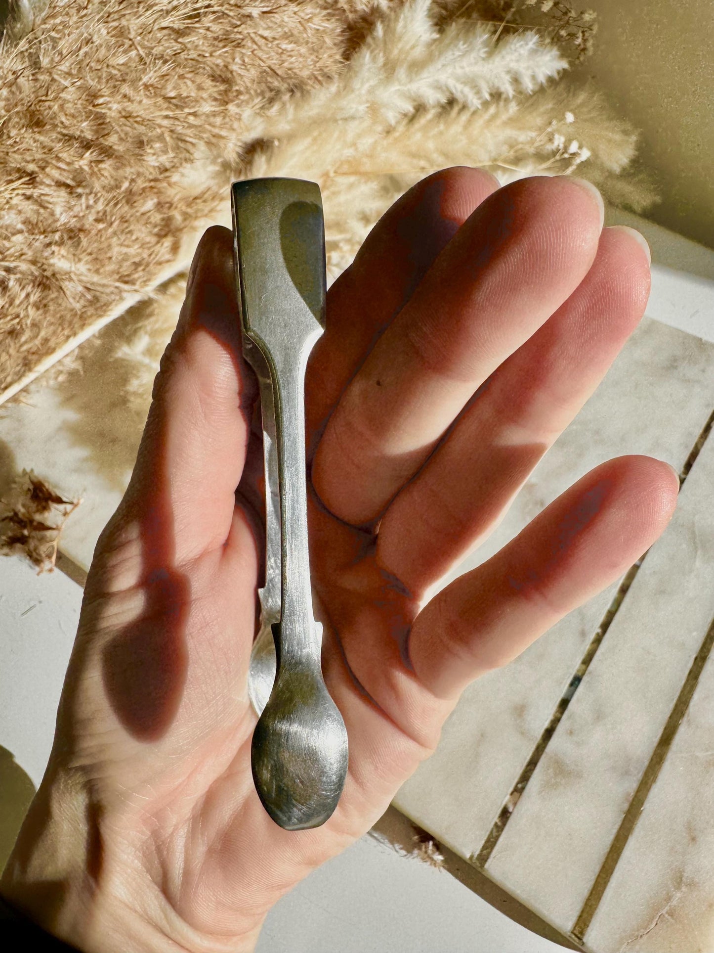 Vintage Silver-Plated Sugar Cube Tongs with Hallmarks, British Antique Tableware, Afternoon Tea party