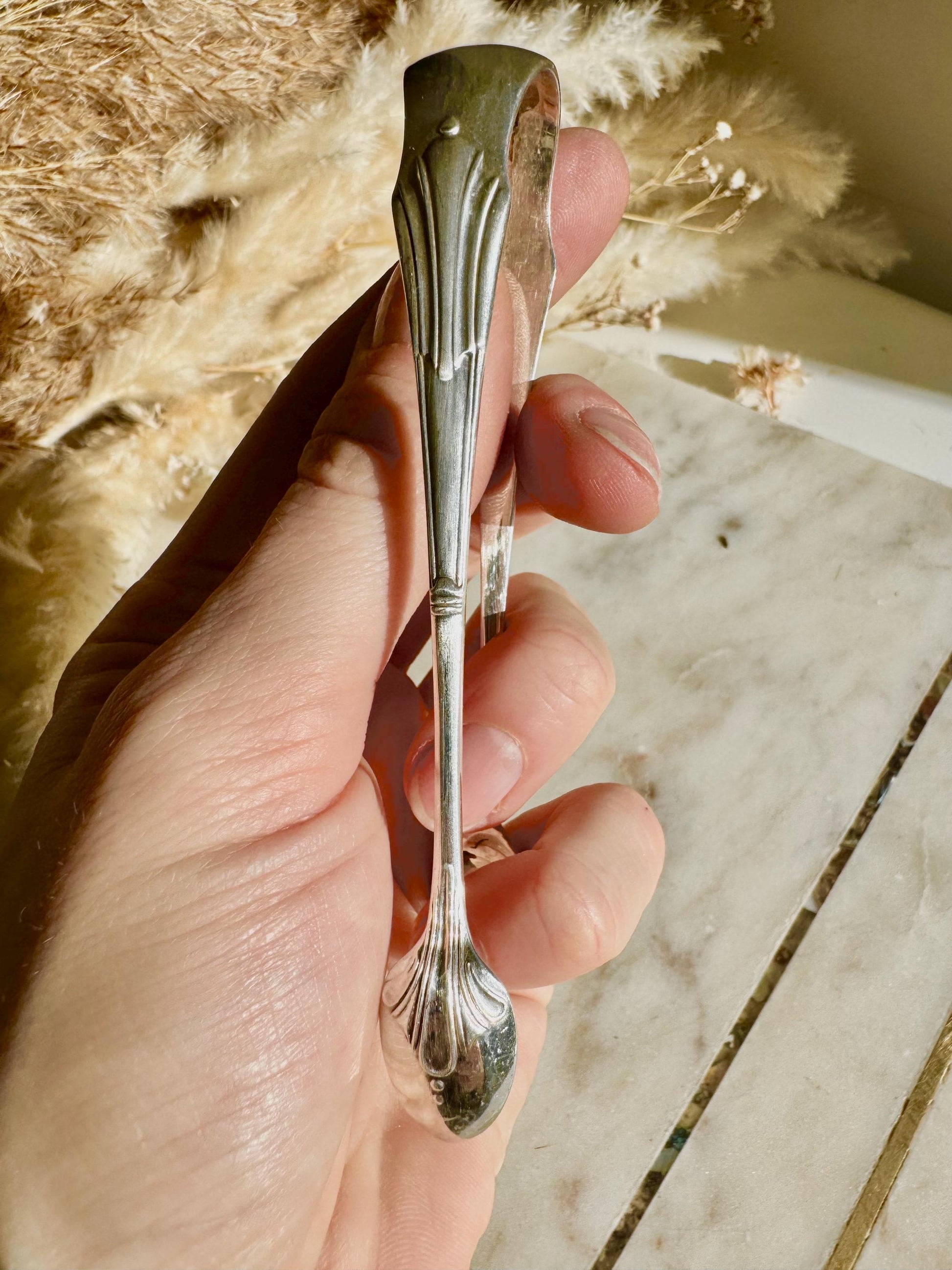 Antique Victorian Ornate Silver Sugar Tongs, Vintage Decorative Silver-plated Tea Party Accessory, Edwardian Tableware